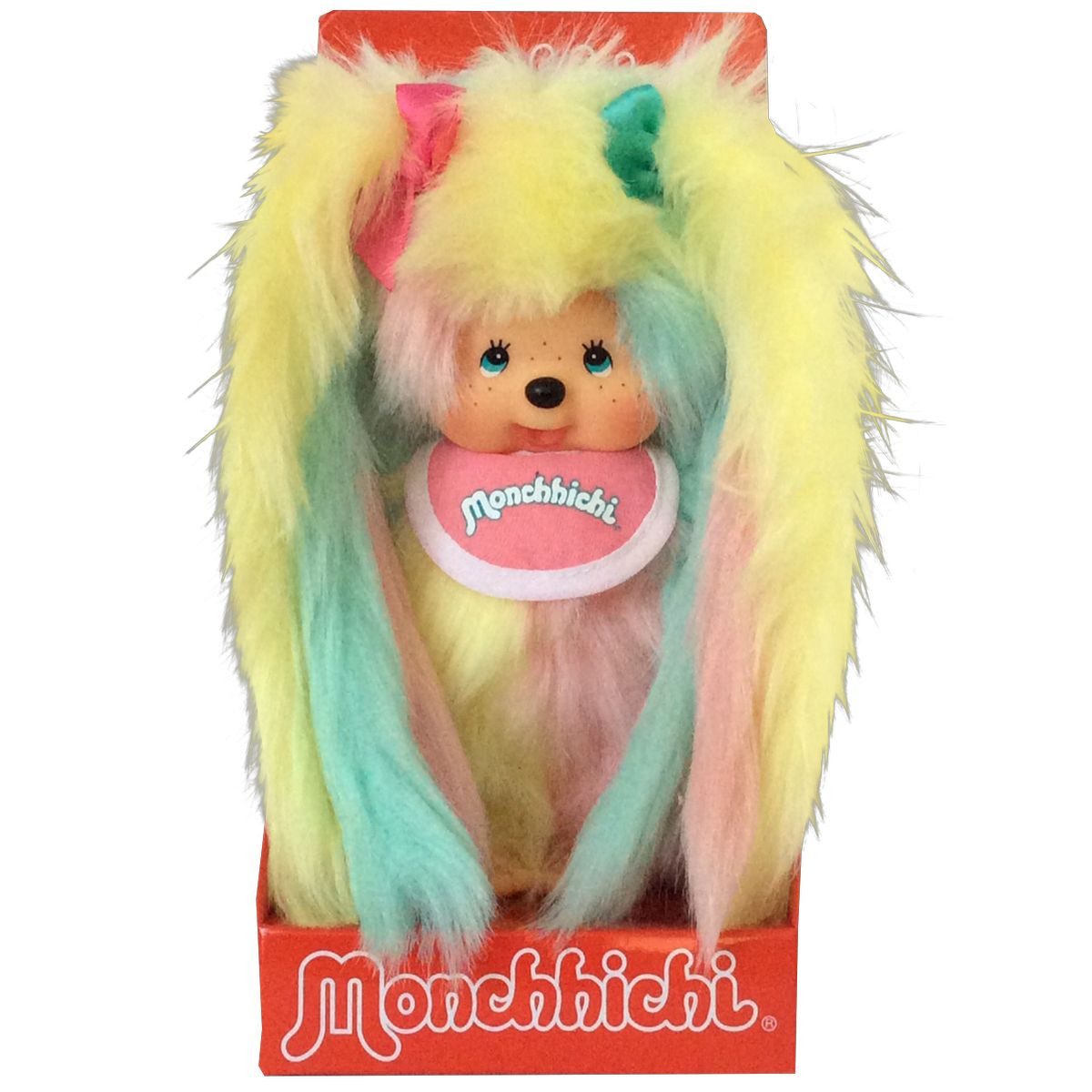 Sekiguchi Kuscheltier Monchhichi Mädchen mit 6 farbigen Zöpfen 20cm