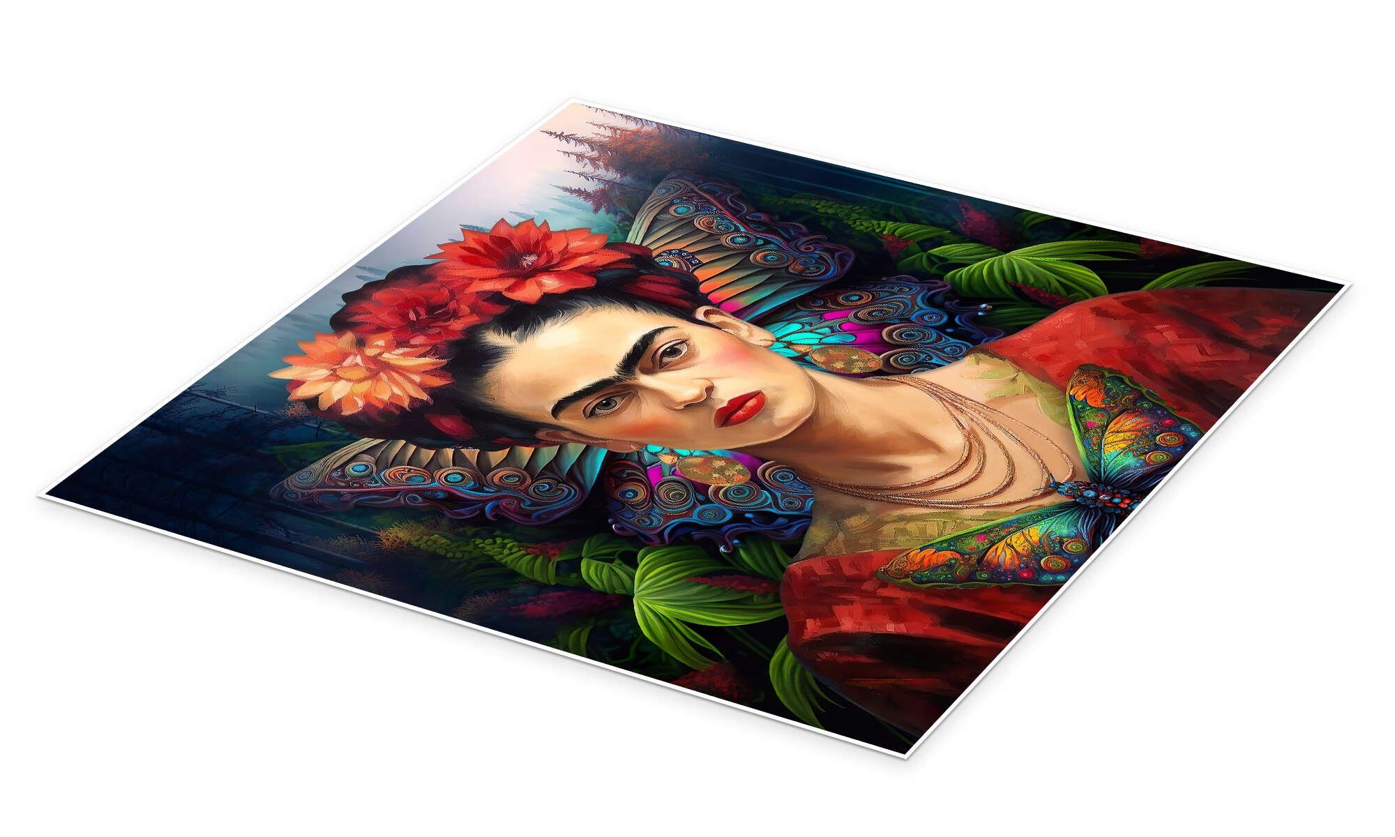 Posterlounge Wandbild Frida Kahlo Schmetterlingsporträt, Mark Ashkenazi, erhältlich als Poster, Leinwandbild, Wandsticker oder Acrylglasbild