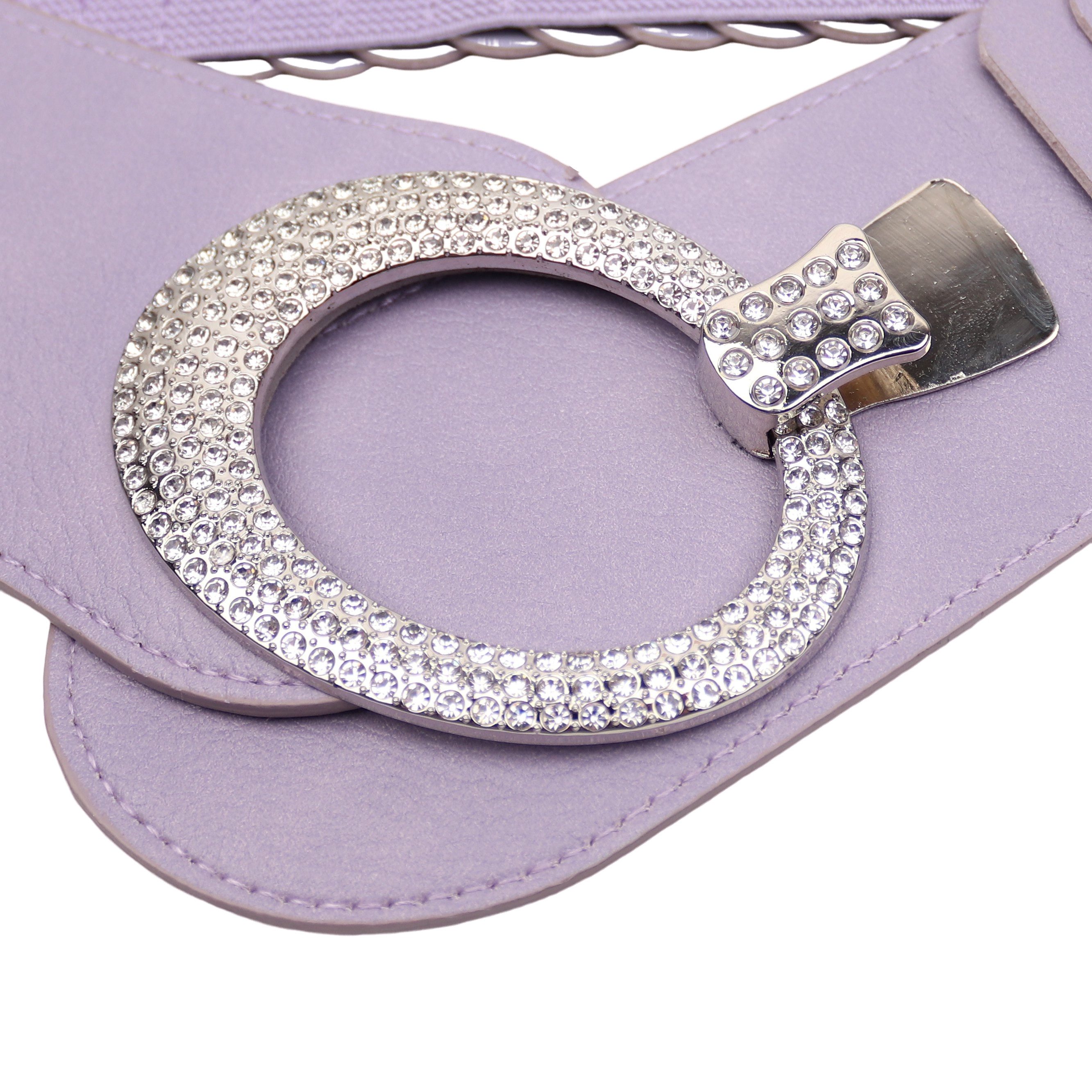 MIRROSI Taillengürtel breit 6cm für Taillenumfang 85 bis 110cm,mit Strass ONESIZE (Unifarben, Angenehmes Tragesgefühl) Breiter Stretch Gürtel