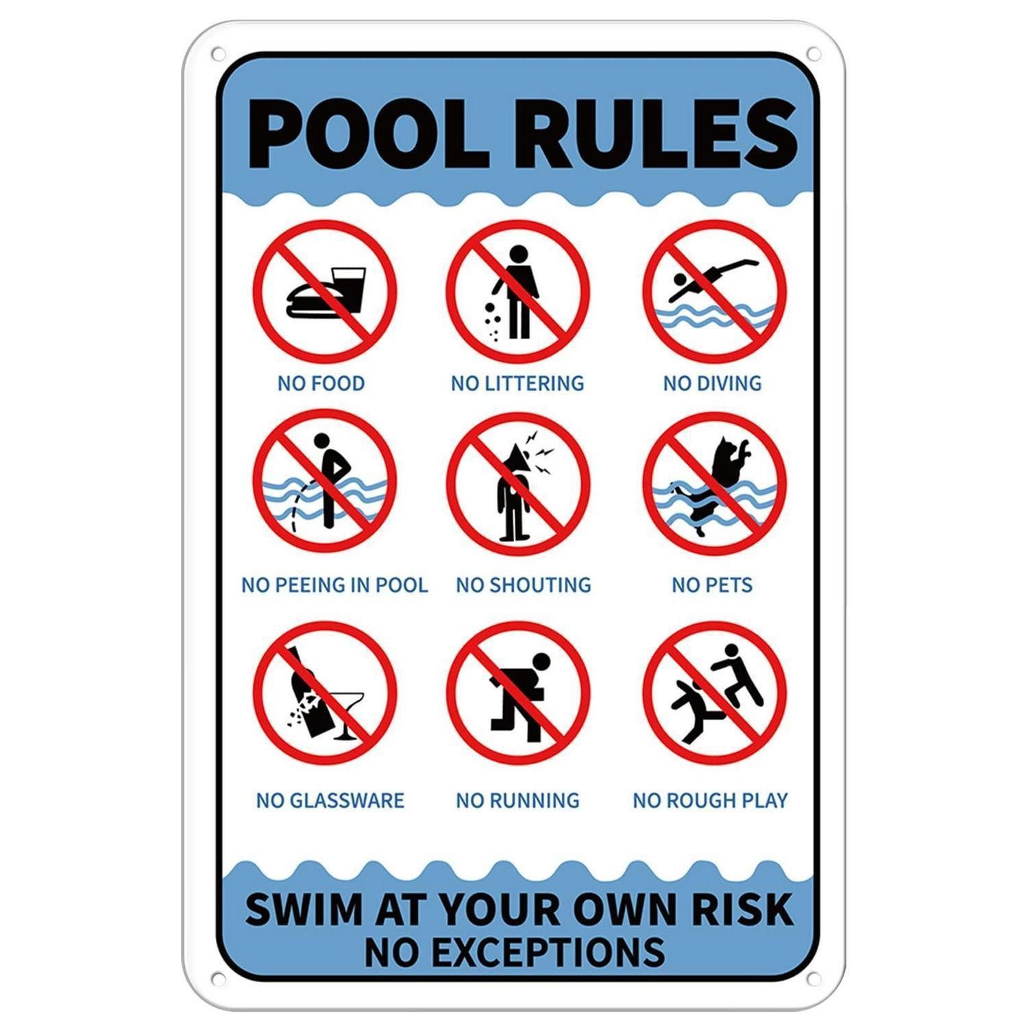 LuxusKollektion Warnschild Warnschild Pool Rules 20x30cm Aluminium, (1 St)