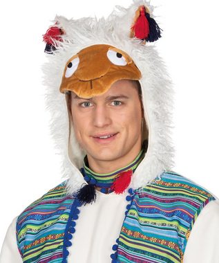 Karneval-Klamotten Kostüm Lama Herren Alpaka Tier Erwachsene Herrenkostüm, Lama-Oberteil mit Kapuze mit Lamagesicht und an den Ärmeln Pfoten