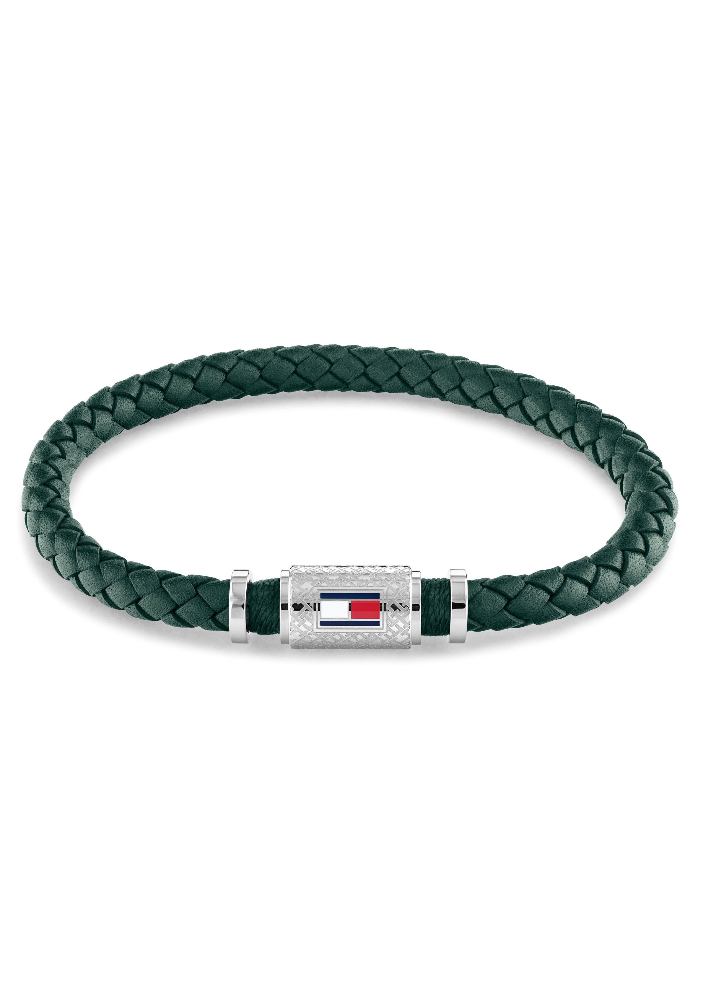 Tommy Hilfiger Armband Schmuck Edelstahl Hoodie, Sneaker, Jeans! Armschmuck grün-edelstahlfarben Lederarmband, zu Tommy Jeans, Shirt