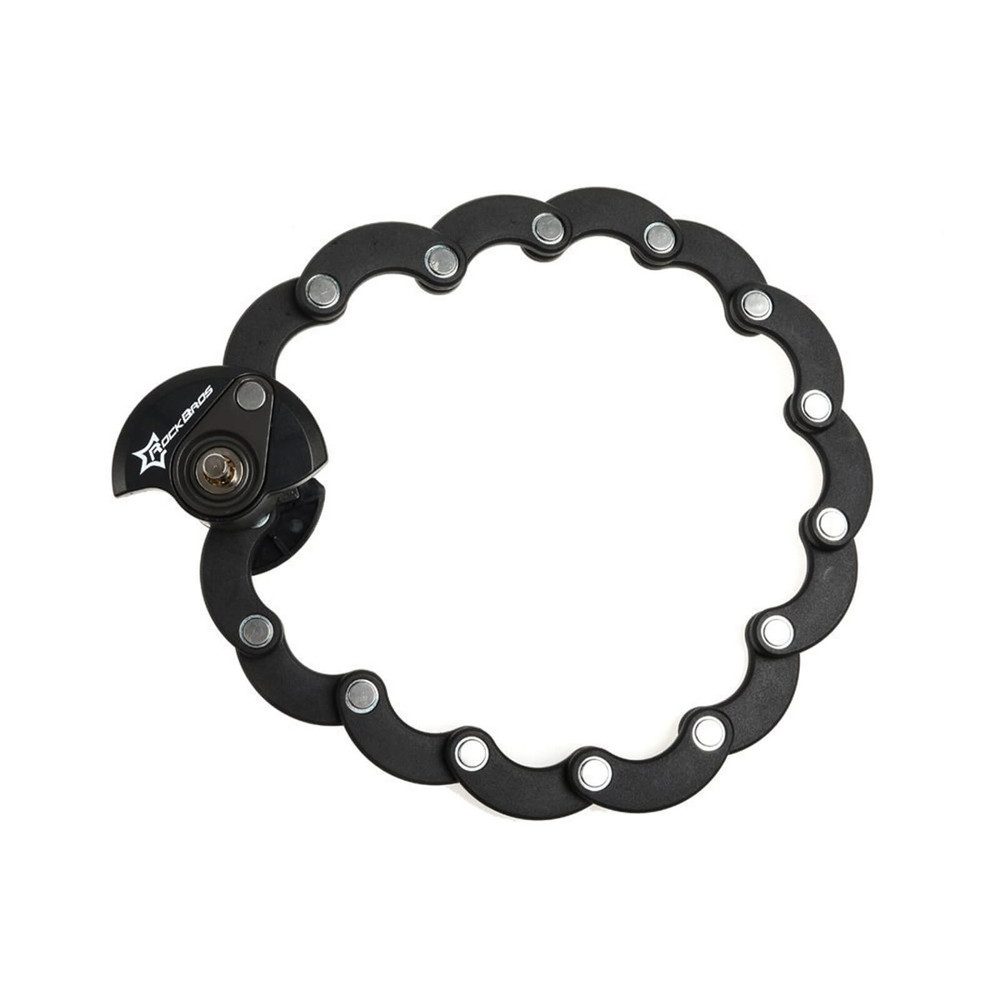 ROCKBROS Faltschloss Fahrradschloss Gelenkschloss Diebstahlsicherung (Spar-Set, 1-tlg., 70, 1 cm faltbar), 16 Segmente, bohrgeschützt, Halterung, 507 g