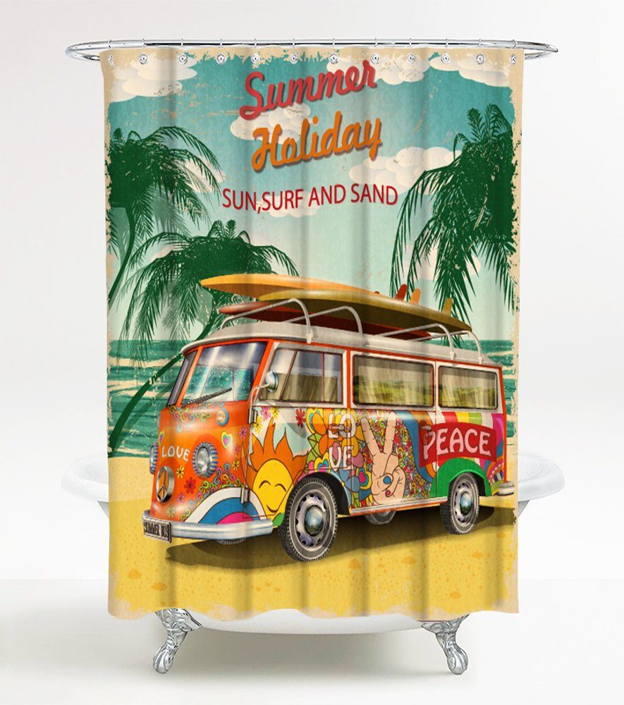 Sanilo Duschvorhang Summer Bus 180 x 200 cm, 100% wasserdicht, Anti-Schimme günstig online kaufen