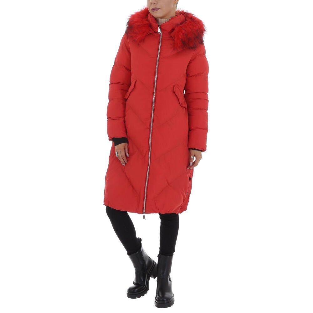 Ital-Design Wintermantel Damen Freizeit Kapuze Gefüttert Wintermantel in Rot