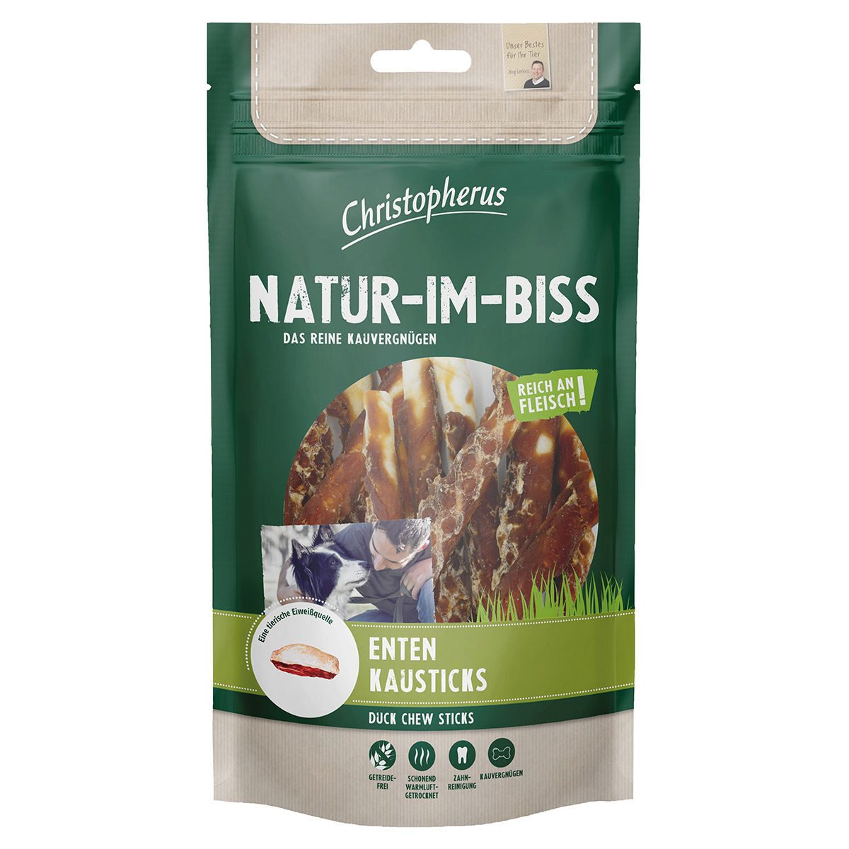 Christopherus Enten Kausticks 70 g - 12 Stück, Snack für: Hund