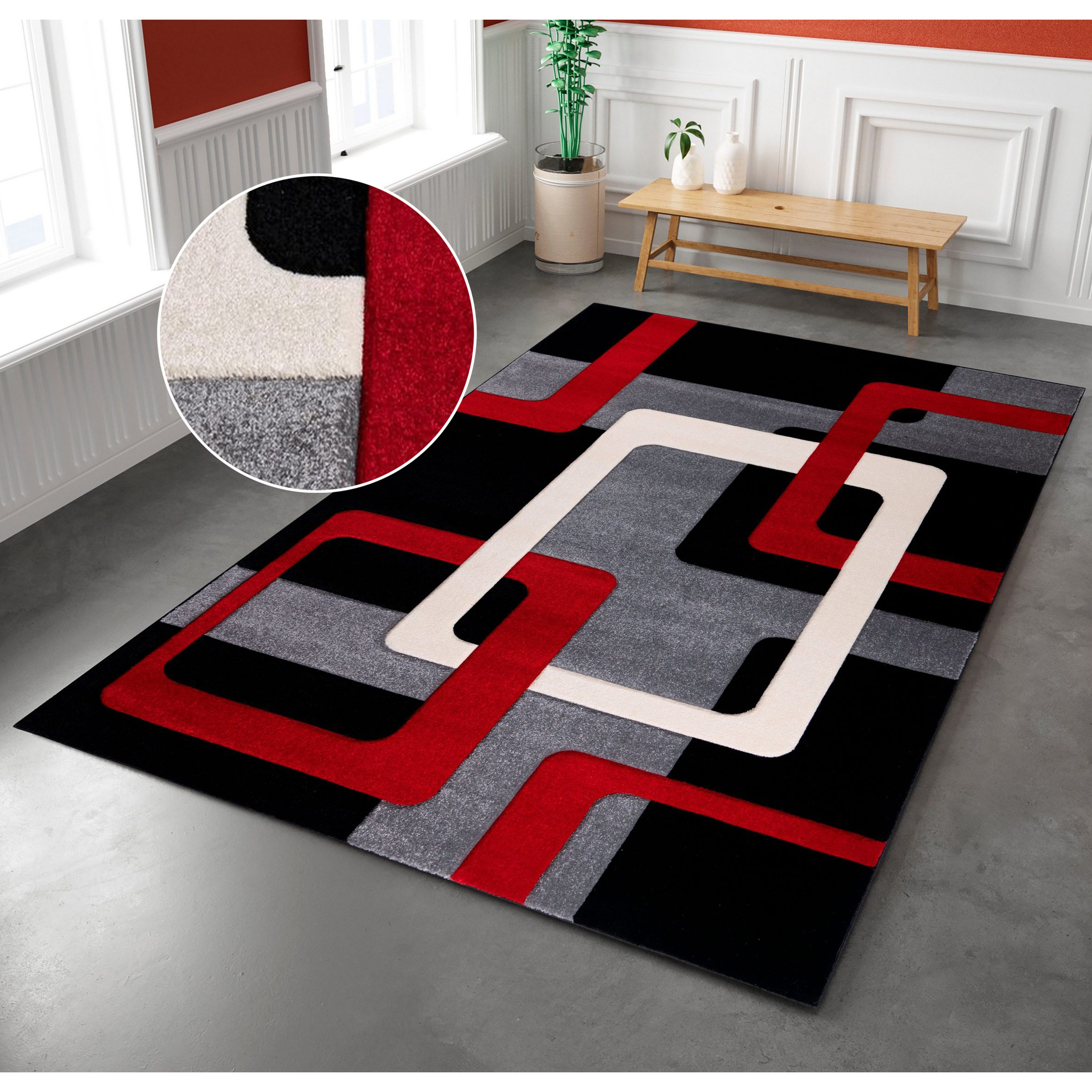 OTTO home Teppich Maxim, rechteckig, Höhe: 13 mm, Hoch-Tief-Effekt, Kurzflor, 3D-Design, Kundenliebling