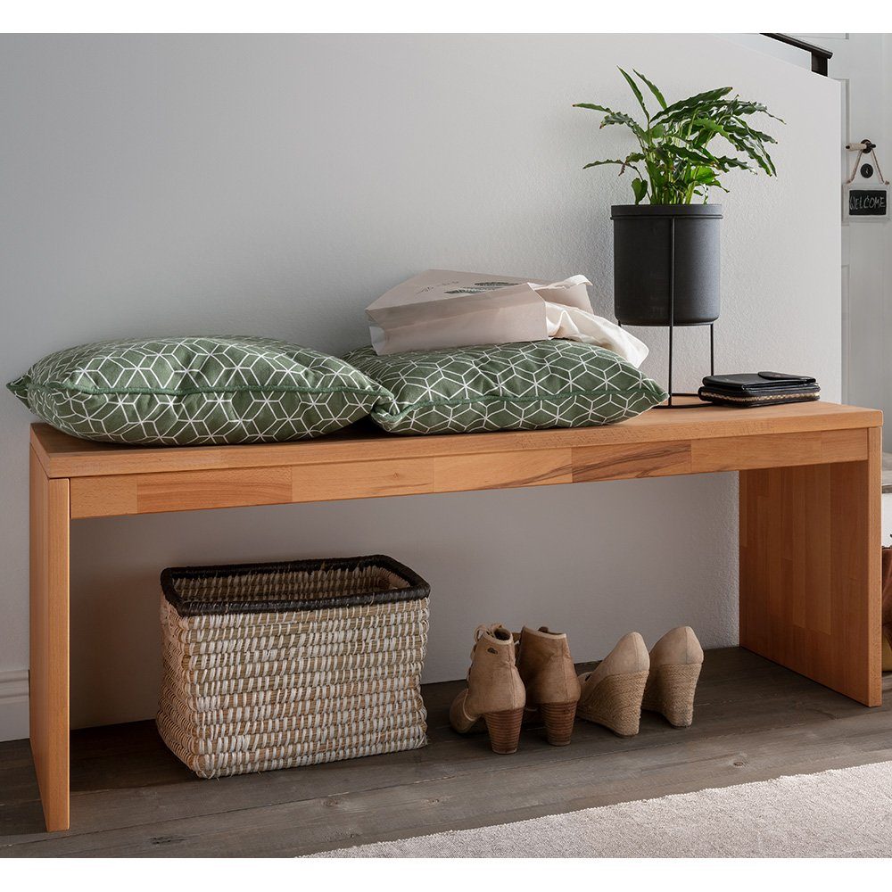Lomadox Schuhbank CUENCA137, Massivholz Buche, 120 cm breit, max. 200