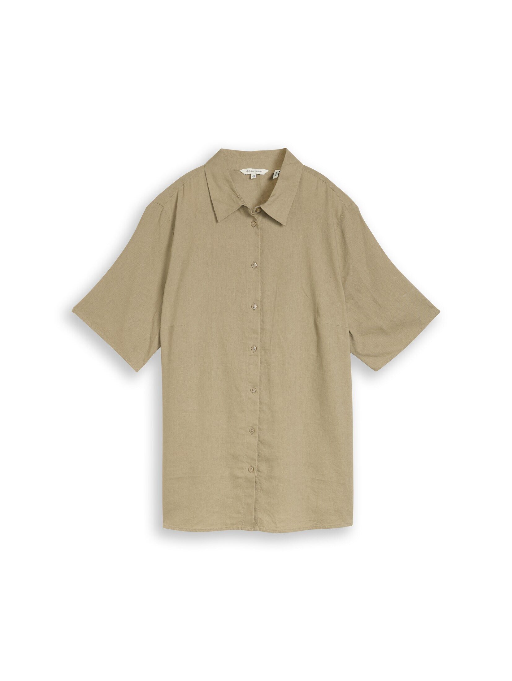 TOM TAILOR PLUS Kurzarmbluse Blusen & Shirts Plus Size - Loose Fit Bluse mit Leinenanteil