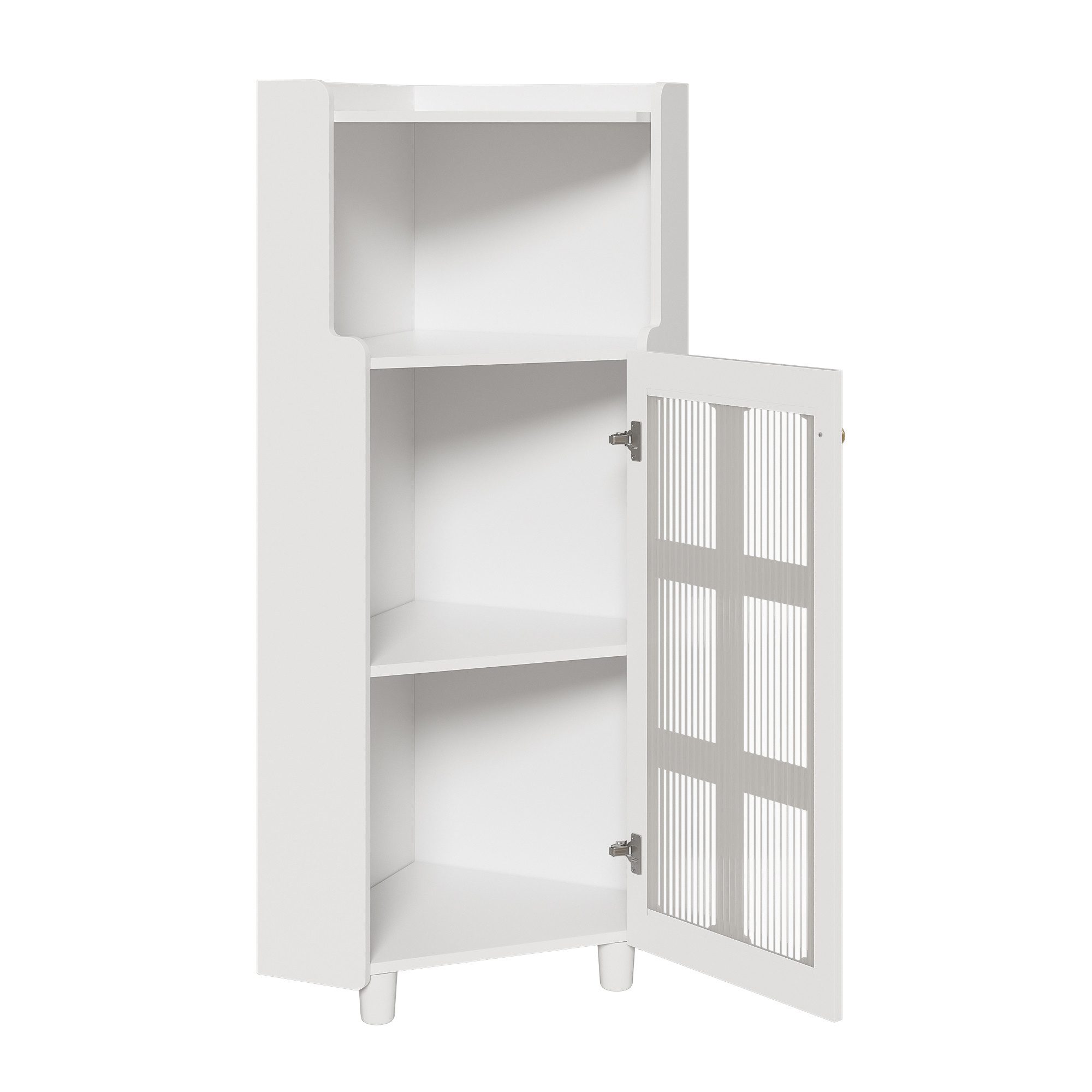 ibettertec Eckkommode Schwarzer Eck-Schrank mit Lackoberfläche & LED-Beleuchtung (Set), Moderner Eck-Kommode mit App-Steuerung