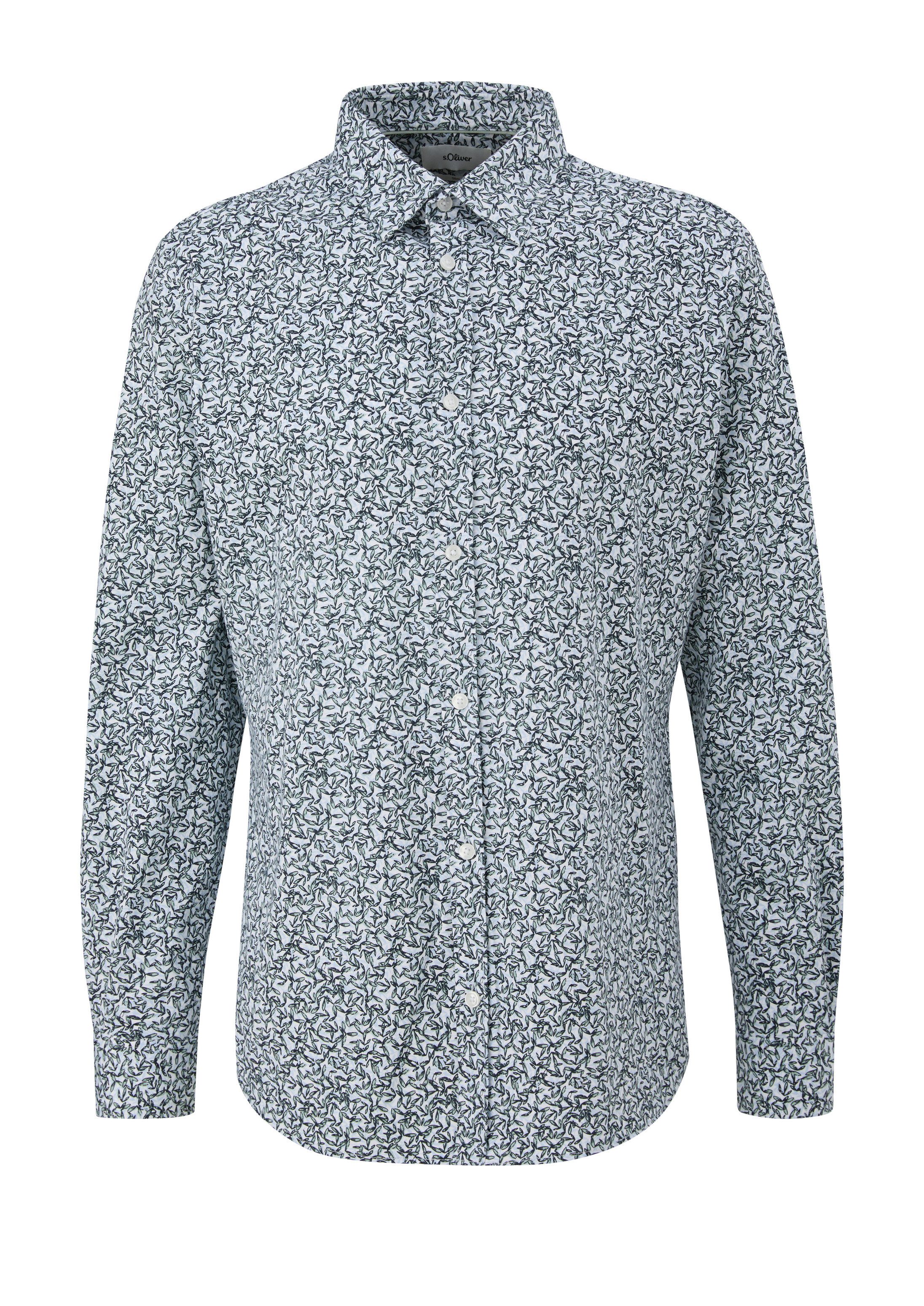s.Oliver Langarmhemd Hemd Jerseyhemd mit All-over-Print