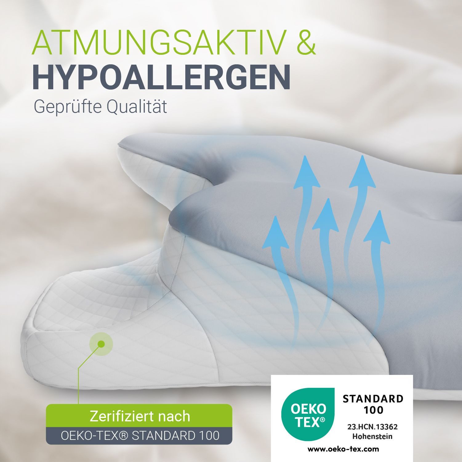 Juskys Nackenstützkissen-Set, Füllung: PU Memory Foam, Bezug: Polyester, Ergonomisch & stützend, atmungsaktiv, waschbar, formstabiles Material