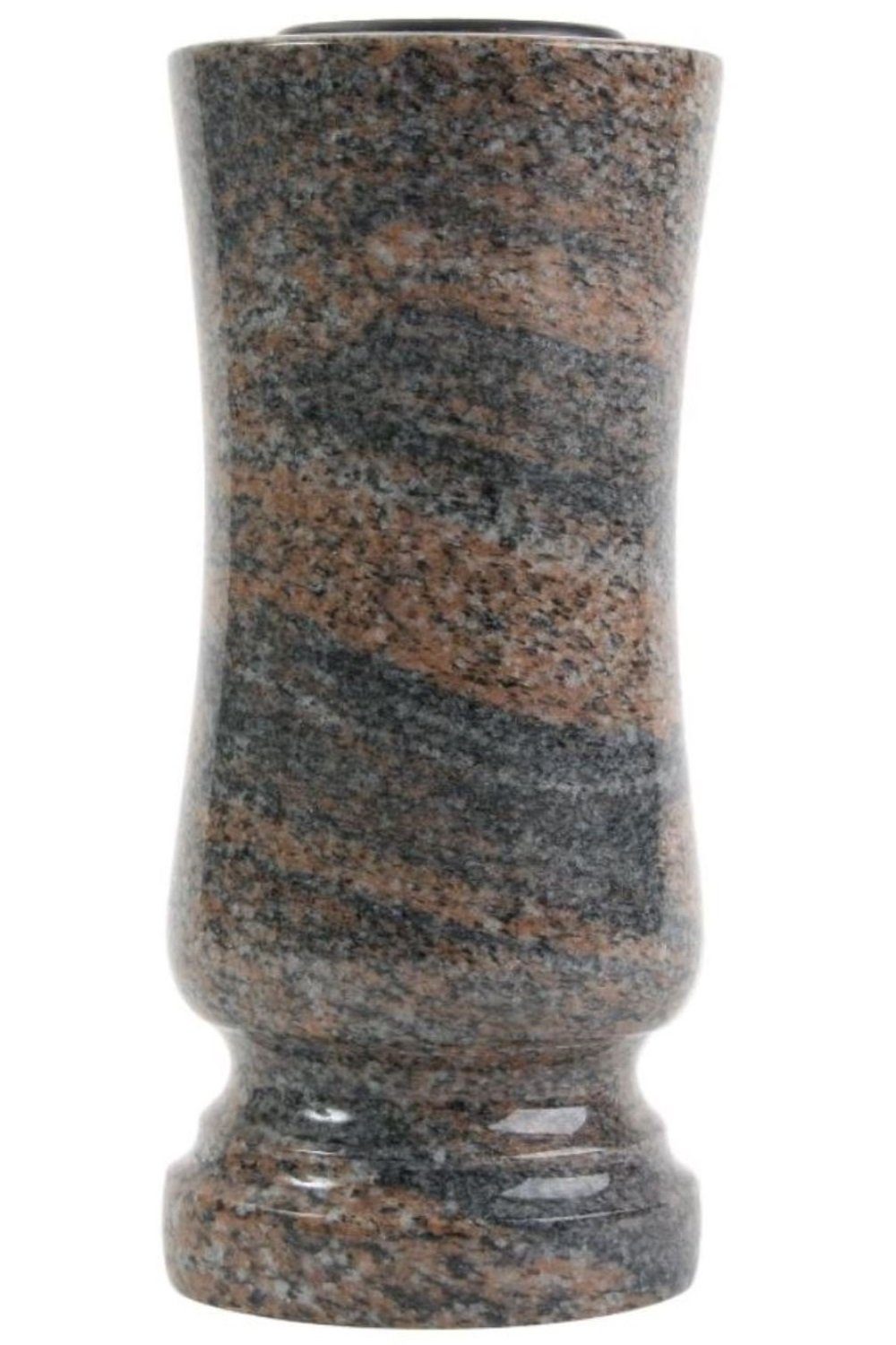 KOKA Dekoobjekt Grab-Vase Granit mit und Friedhof-Vase, Naturstein, mit Grab-Schmuck, (1 witterungsbeständig Blumen-Vase St), robust Abflussloch, Gneis stabilem Kunststoffeinsatz