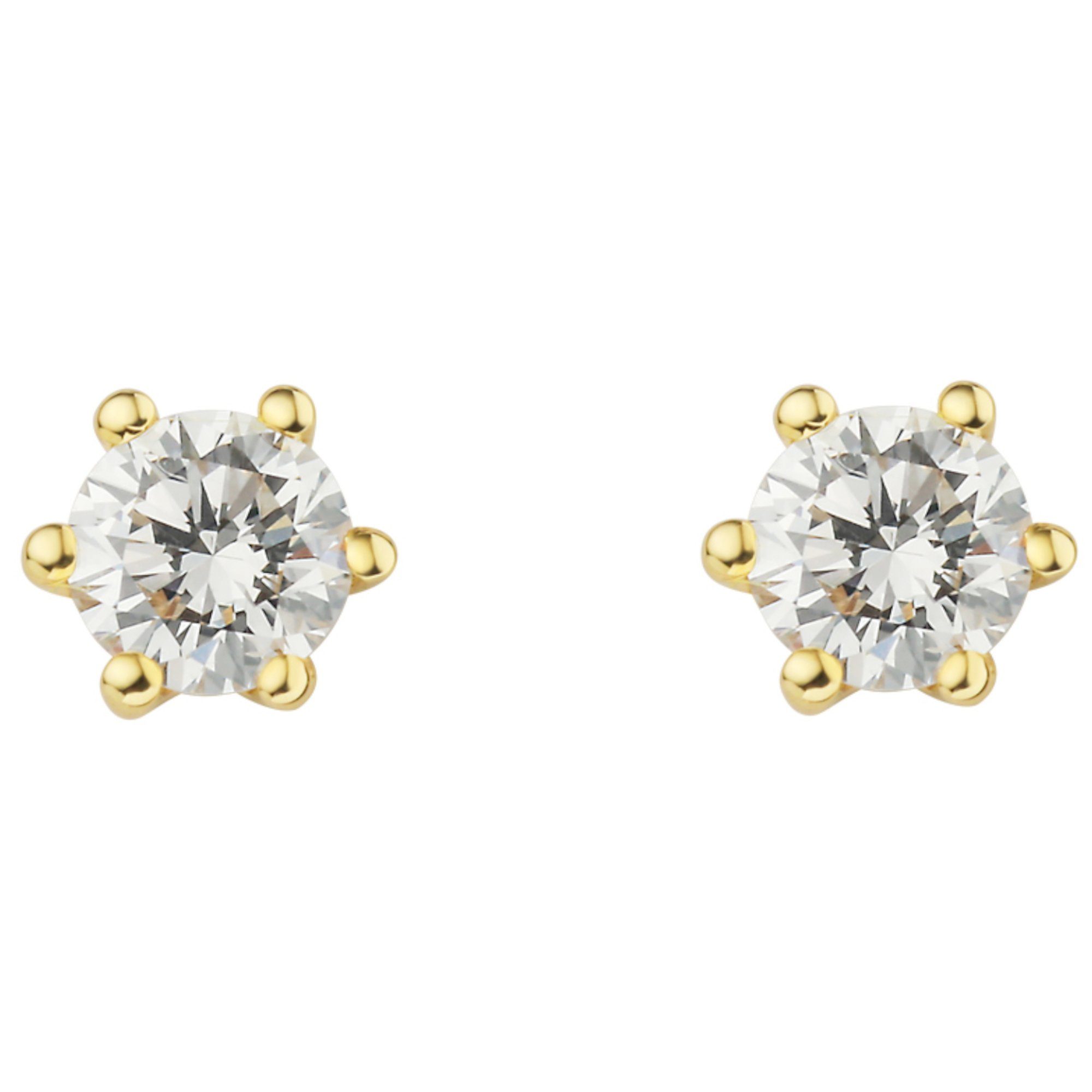 ONE Ohrringe Diamant Gold ct Brillant Ohrstecker ELEMENT Paar Ohrstecker Damen 750 aus Gelbgold, 0.25 Schmuck