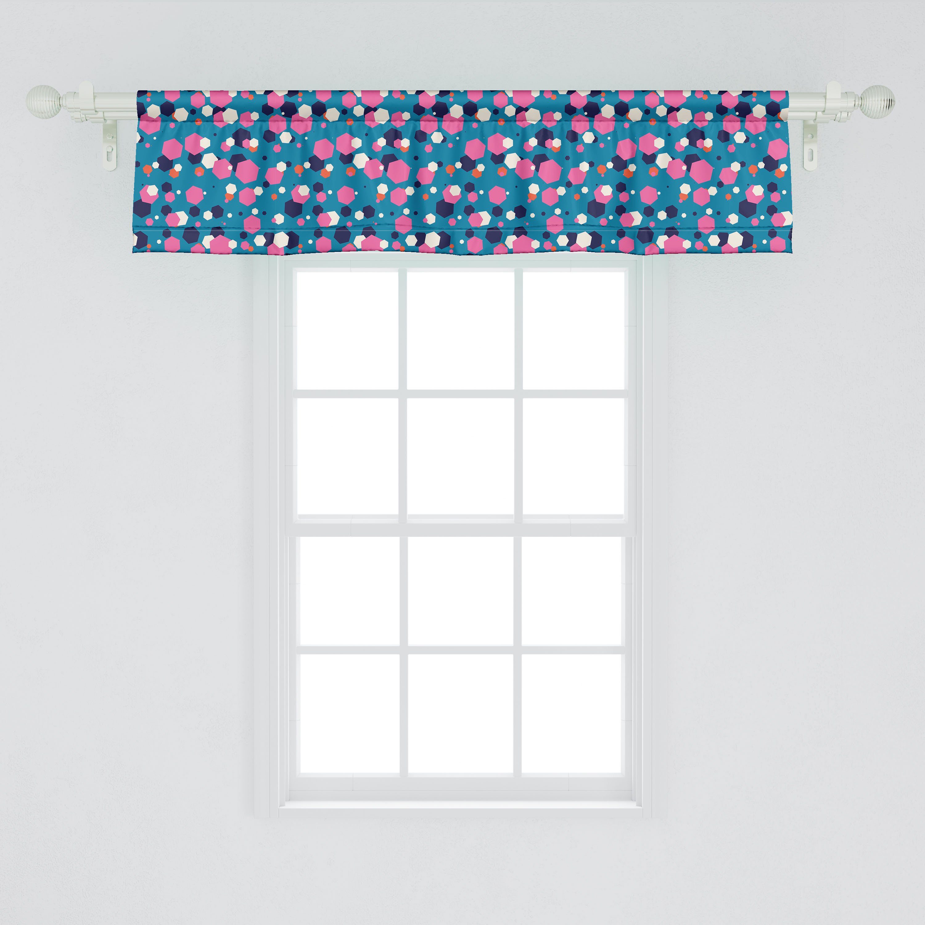 Vorhang Stangentasche, Hexagone mit Dekor Blue Schlafzimmer Volant für Back Küche auf Scheibengardine einem Abakuhaus, Geometrisch Microfaser,