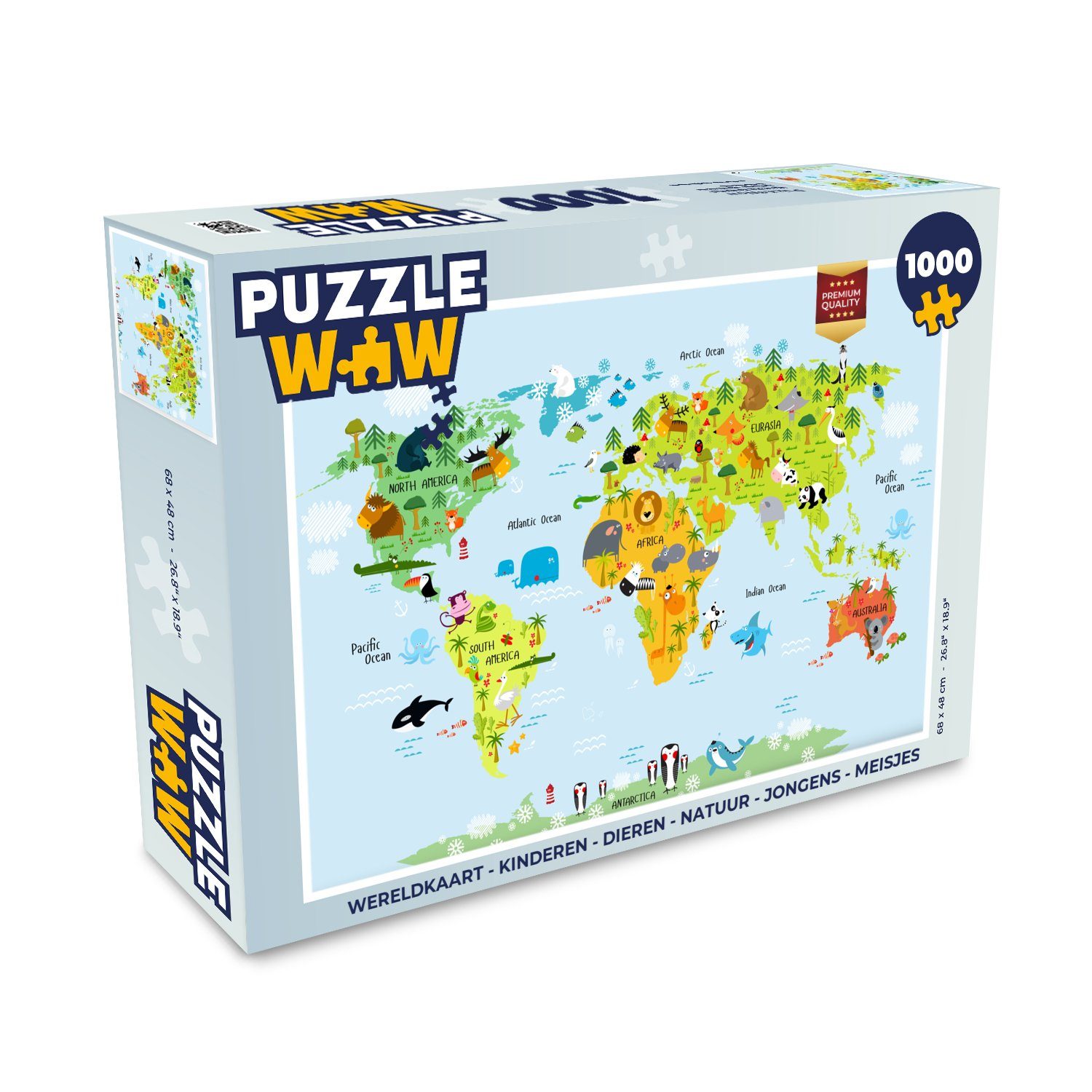 Puzzle Weltkarte - Kinder - Tiere - Natur - Jungen - Mädchen