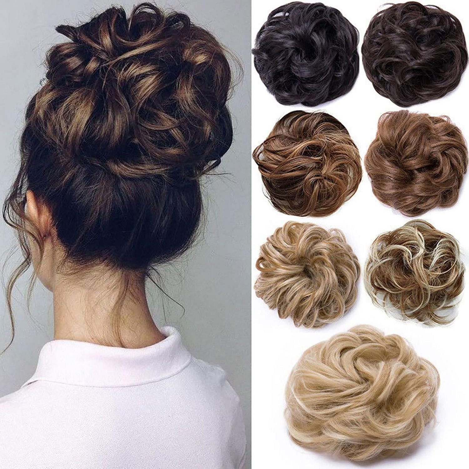 LuxusKollektion Kunsthaar-Extension Haarteil Haargummi Ponytail Dutt 30 g Mittelhellbraun bis hellbraun