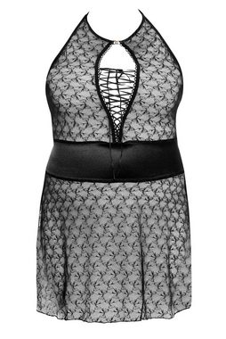 Anais apparel Netzkleid Minikleid Rhiann schwarz Übergröße transparent