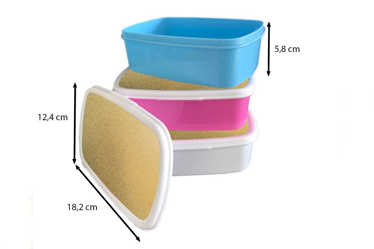 Brotbox Mädchen, Brotdose Kinder, Lunchbox Kunststoff Snackbox, Chic, - - MuchoWow für - Design Gold Erwachsene, Kunststoff, - (2-tlg), Struktur Metall rosa