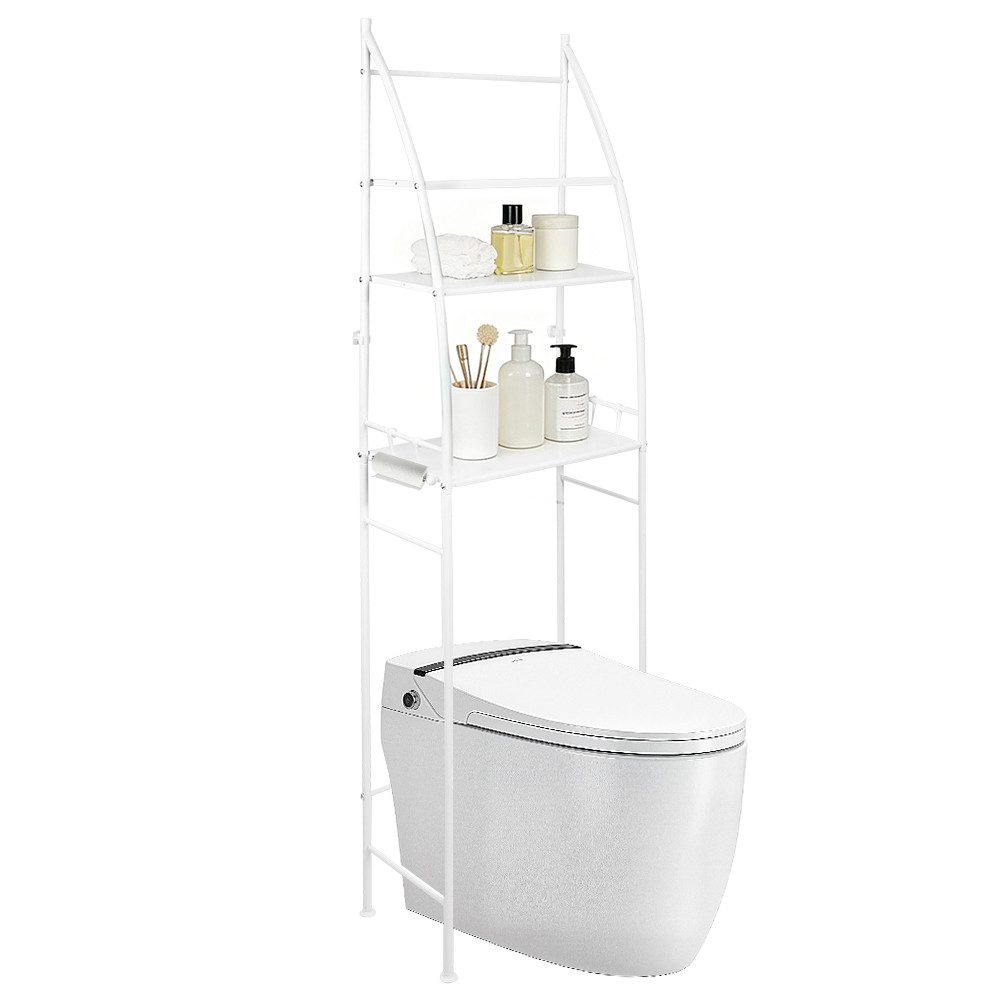 JEOBEST Badregal Toilettenregal, Badezimmerregal, Waschmaschinenregal, 3-stöckiges, Platzsparend mit Haken 25 x 47 x 166 cm