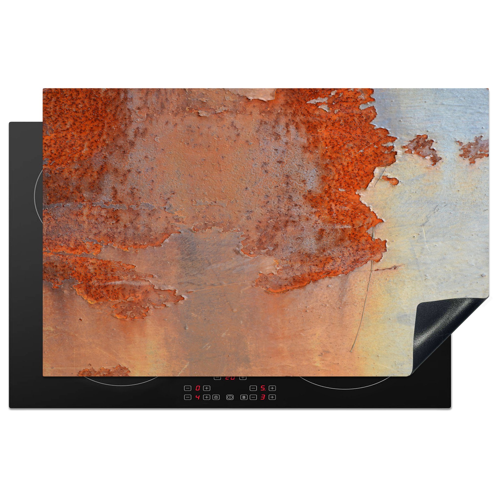 MuchoWow Herdblende-/Abdeckplatte Rost - Gelb - Rosa, Vinyl, (1 tlg), 81x52 cm, Induktionskochfeld Schutz für die küche, Ceranfeldabdeckung