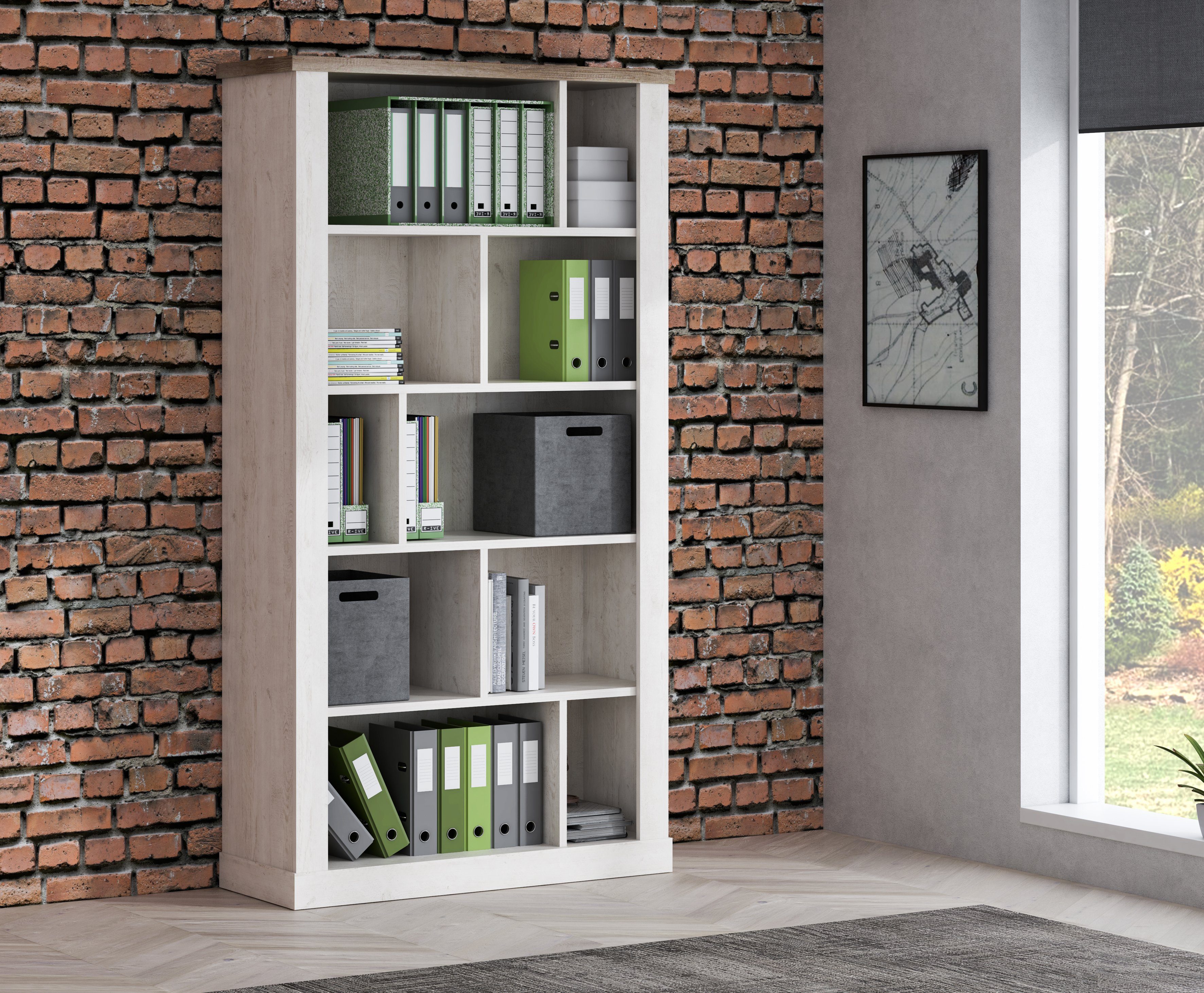 FORTE Aktenregal Duro, Höhe 212 cm, Bücherregal im Landhausstil