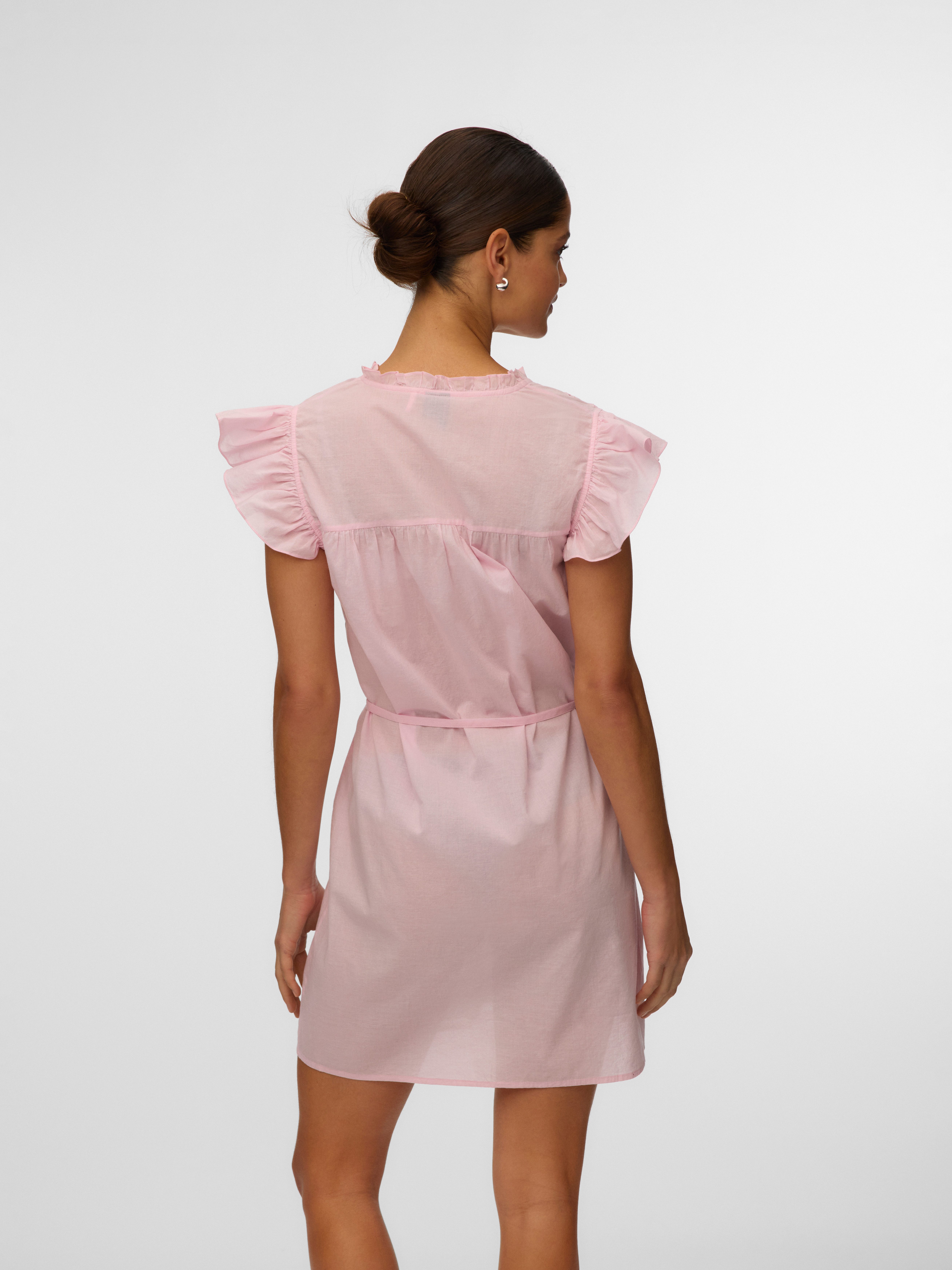 Vero Moda Minikleid VMLINE SS SHORT DRESS WVN NOOS Baumwolle