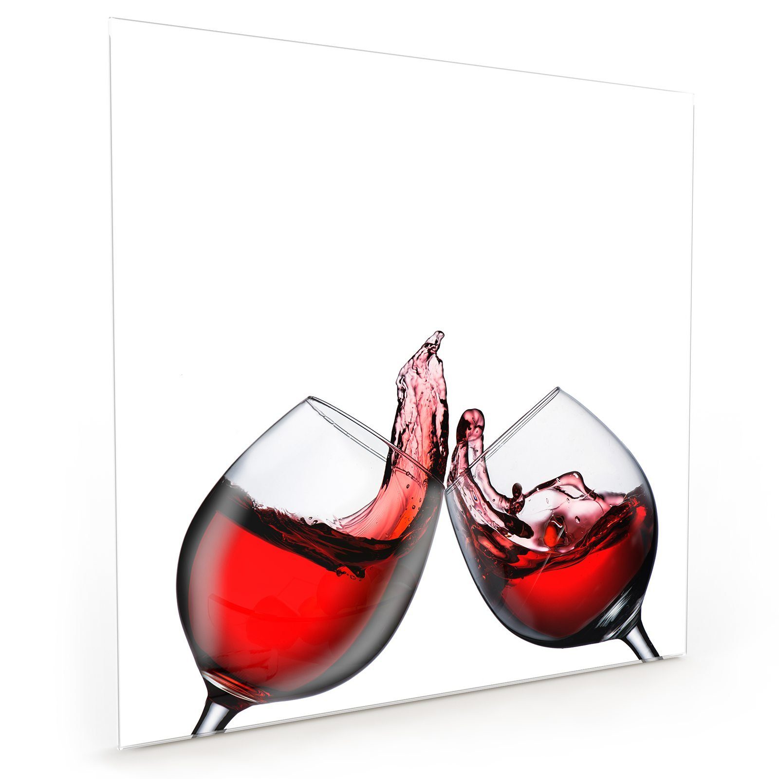 Primedeco Küchenrückwand Küchenrückwand Spritzschutz Glas mit Motiv Toast mit Rotwein im Glas | Küchenrückwände