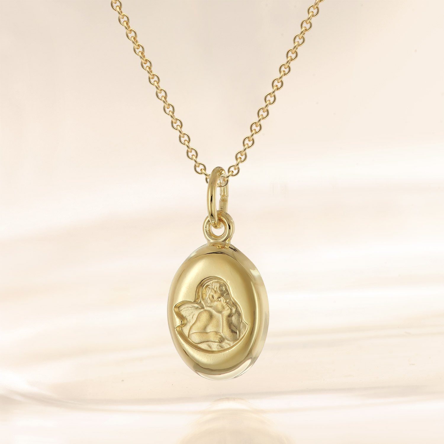 trendor Kette mit Anhänger Engel Gold 333/8K Mit Vergoldeter Silberkette