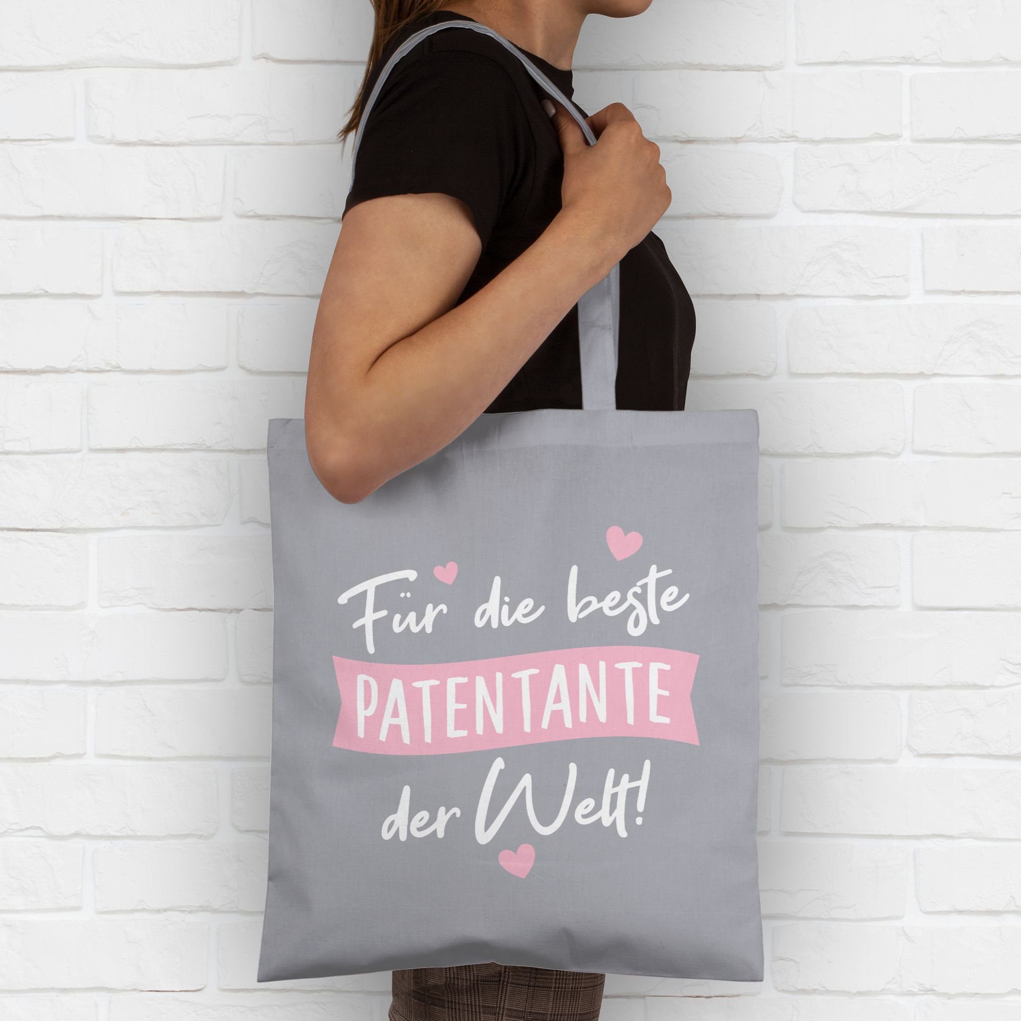 Patentante - beste Welt! der 2 Für Shirtracer Geschenk weiß, Hellgrau die Umhängetasche Patentante