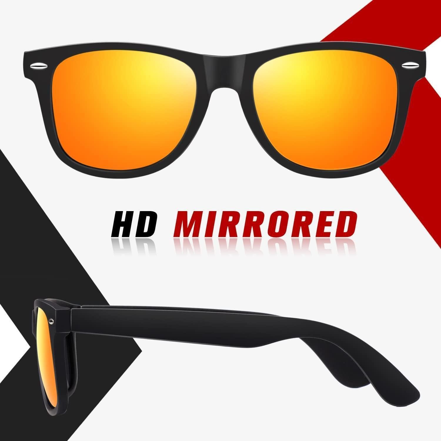 LuxusKollektion Retrosonnenbrille Sonnenbrille Herren Schwarz Rahmen Verspiegelte Orange Linse