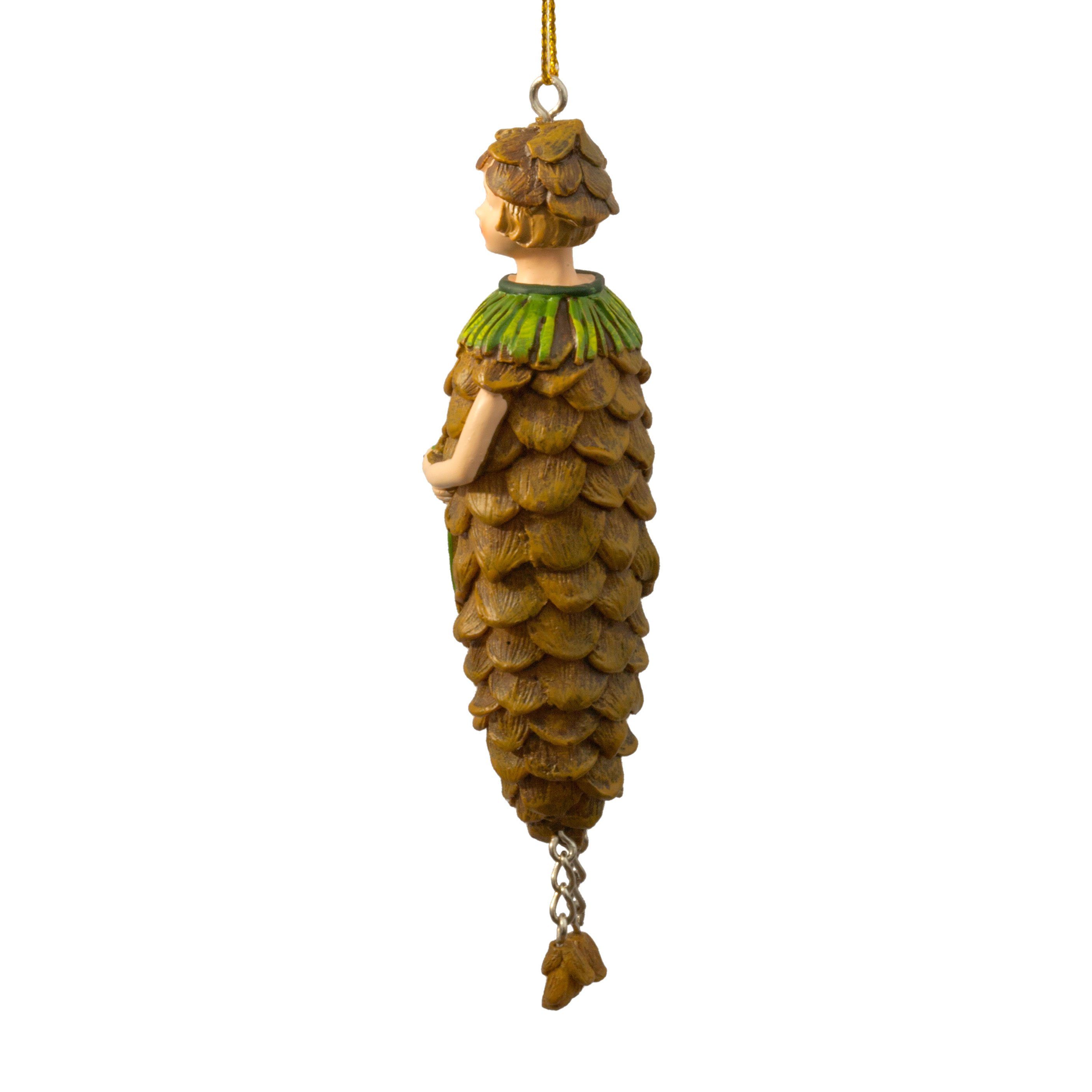 ROSEMARIE SCHULZ Heidelberg Dekofigur Blumenmädchen Zapfen zum Hängen Dekohänger Blumen Deko-Objekt, Handbemalte Figur aus Polyresin – Bild 2 von 5