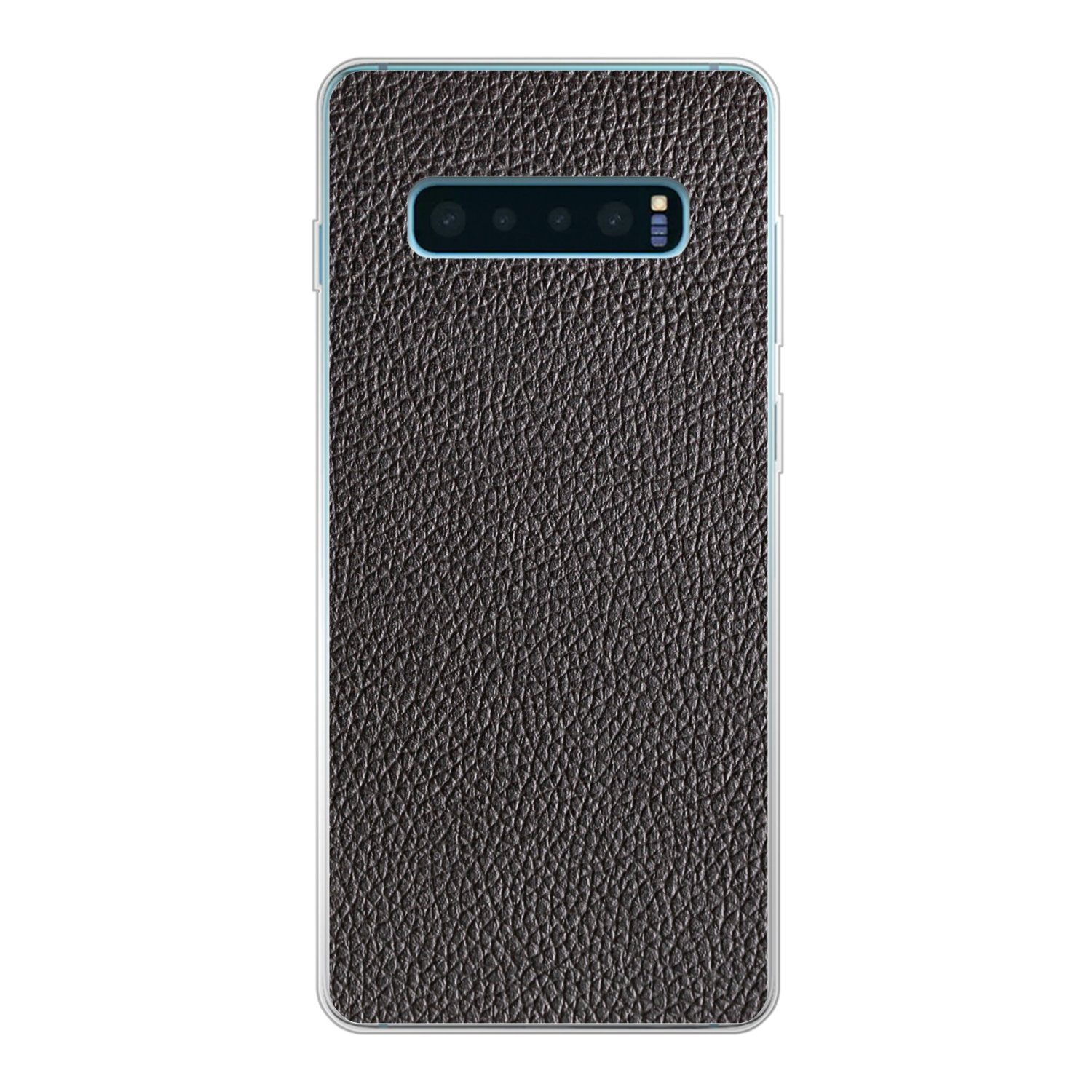 MuchoWow Handyhülle für Samsung Galaxy S10 Plus Leder - Lederoptik - Schwarz - Hell, Phone Case, Silikon, Schutzhülle Dünn