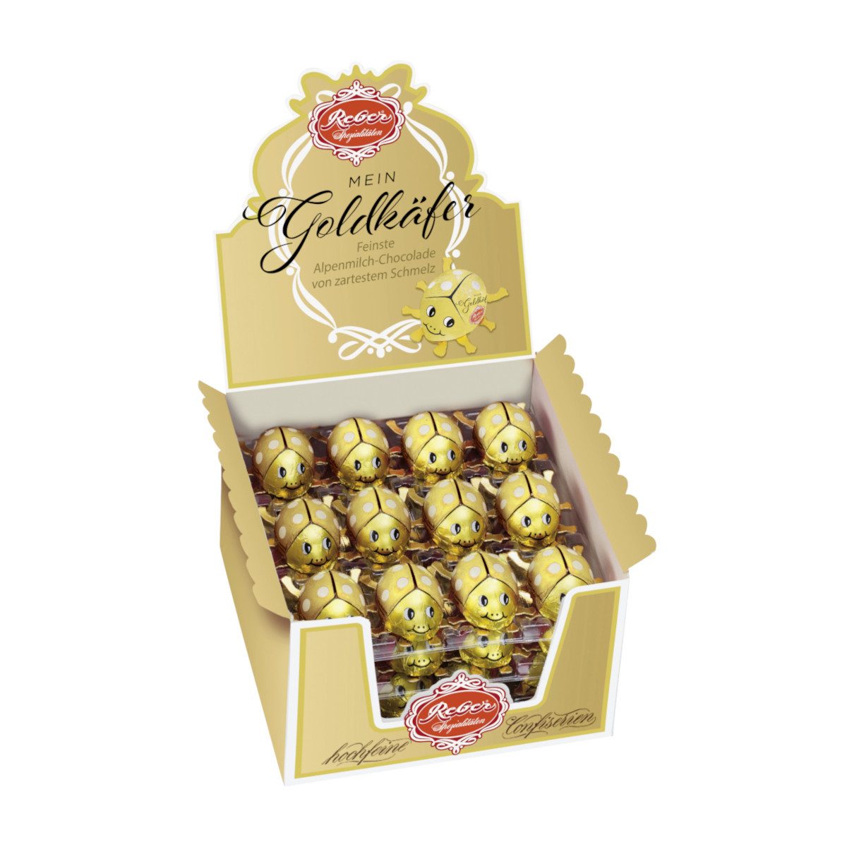 Reber Schokolade, Reber Mein Goldkäfer feinste Edel-Vollmilchschokolade Packung 15g
