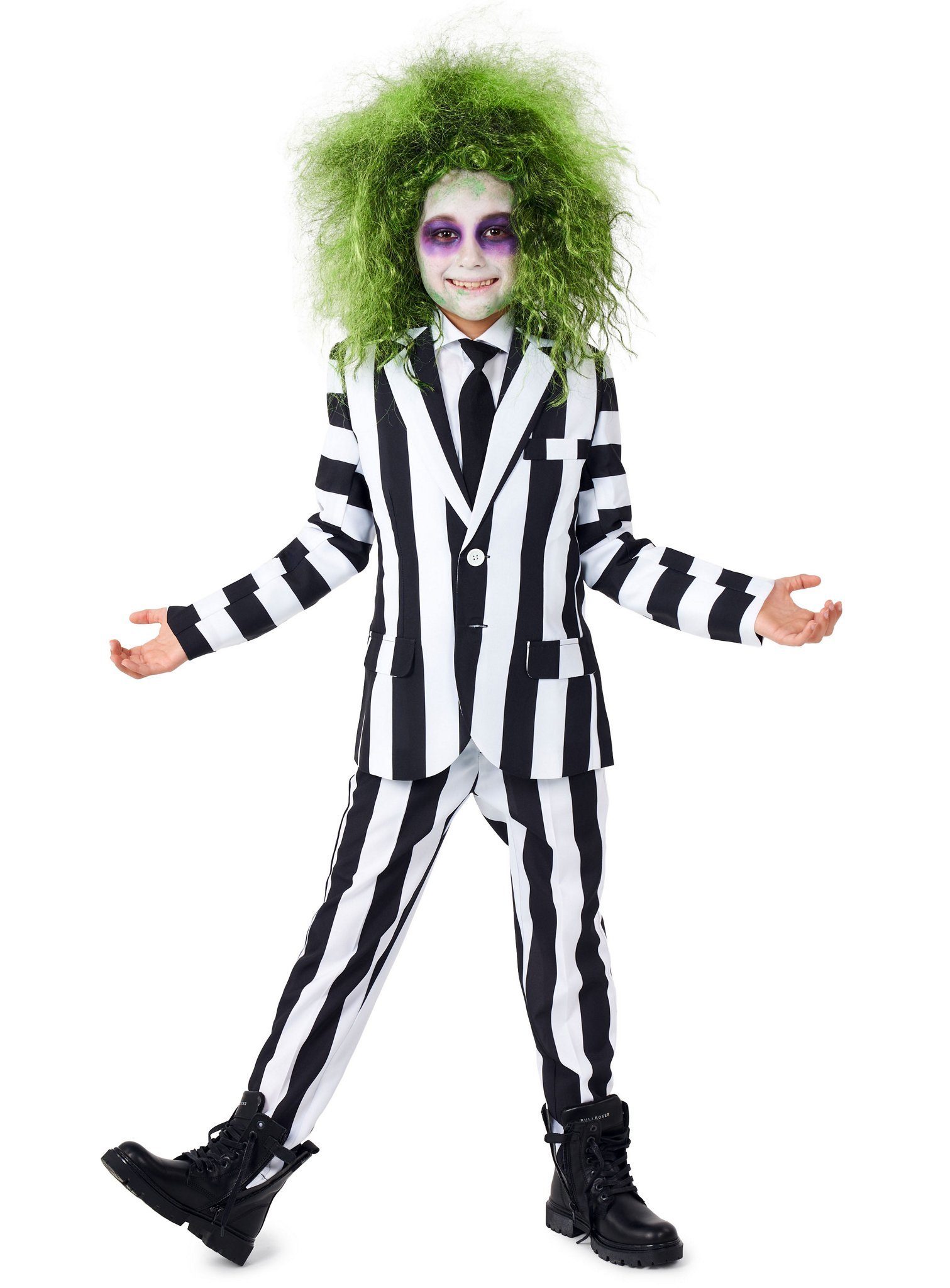 SuitMeister Partyanzug Beetlejuice Anzug - Halloween Kostüm Kinder Junge, Flotter Zwirn für schräge Geister