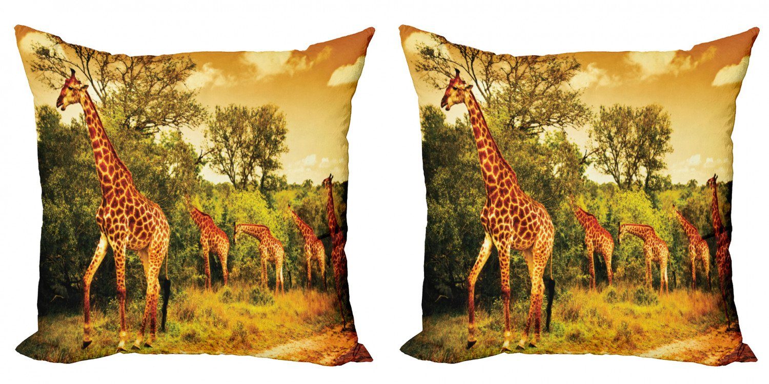 Kissenbezüge Modern Accent Doppelseitiger Digitaldruck, Abakuhaus (2 Stück), Giraffe Afrikanische Safaritiere