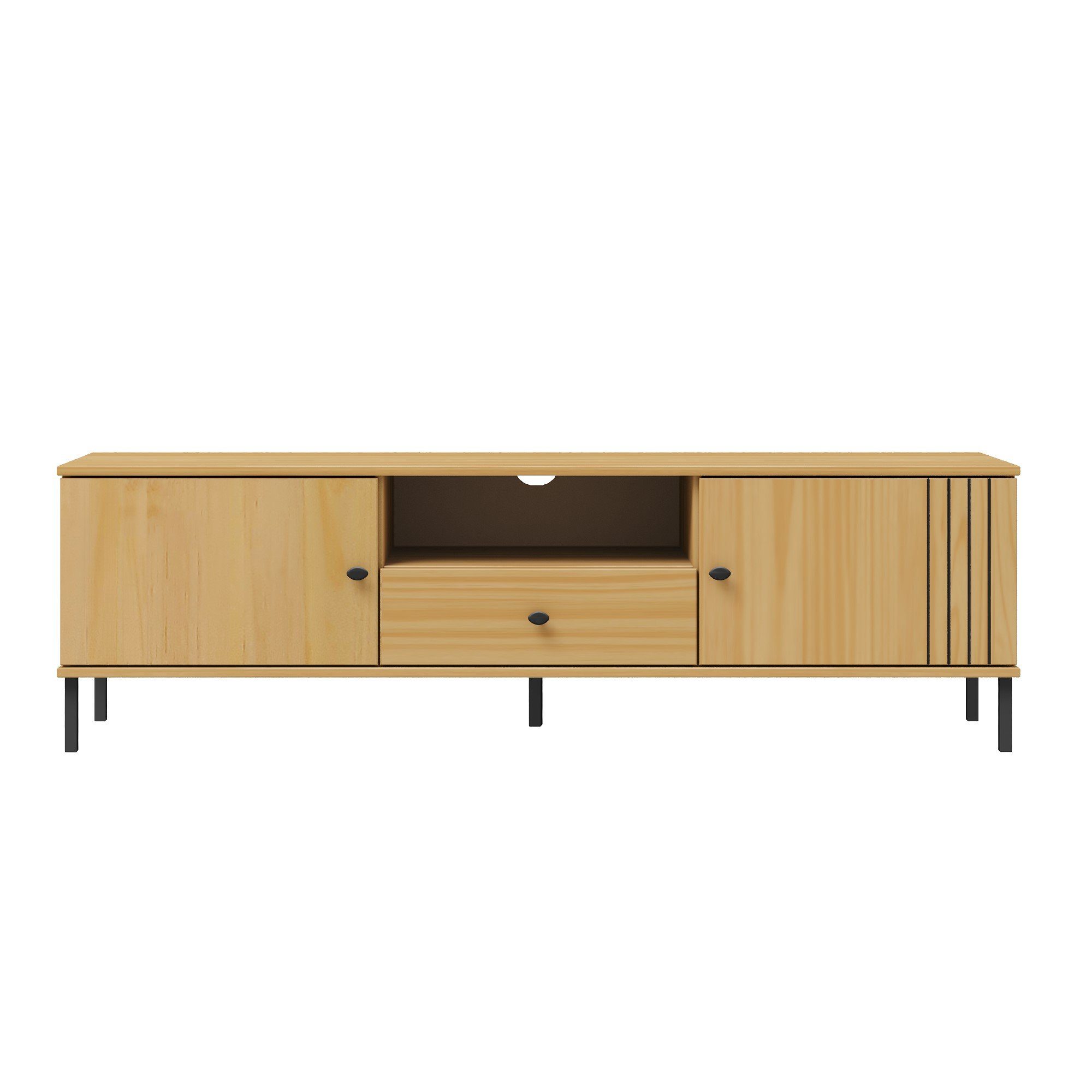 Woodroom TV-Board Modernes Lowboard Sevilla, Fernsehschrank in Eichefarbe, 158x47x40cm