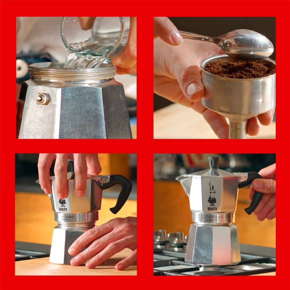 BIALETTI 12 silber Kaffeekanne, Camping, Espressokanne, Espressokocher Express, Moka Kaffeekanne, Aluminium, Tassen, 0,67l