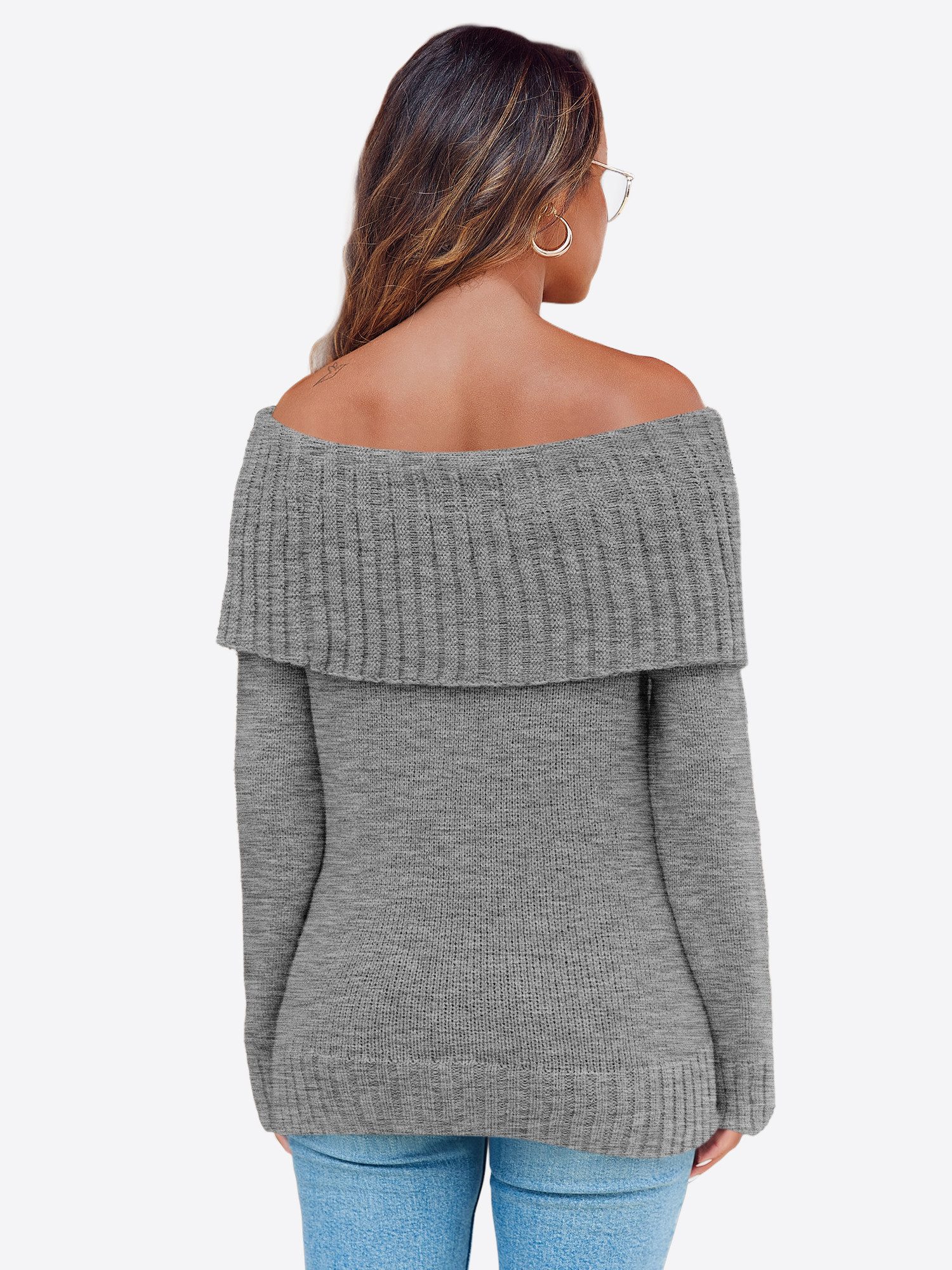 Imily Bela Sweater Damen Oversize Pullover mit schulterfreiem Schnitt (Pack günstig online kaufen