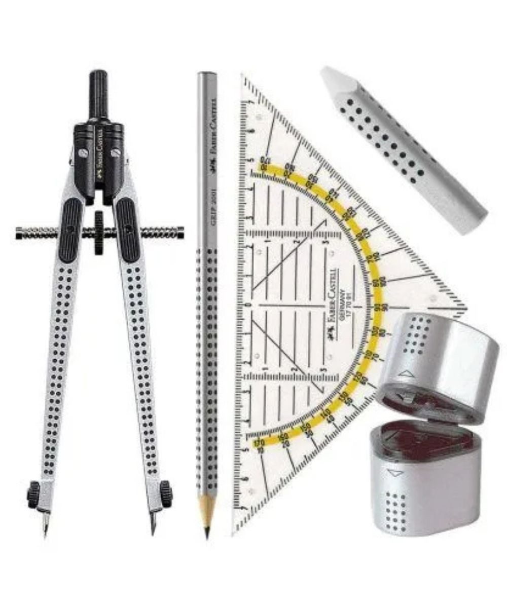 Faber-Castell Geodreieck FABER-CASTELL Geometrie-/Zeichenset, Fest sitzende mittlere Antriebsspindel