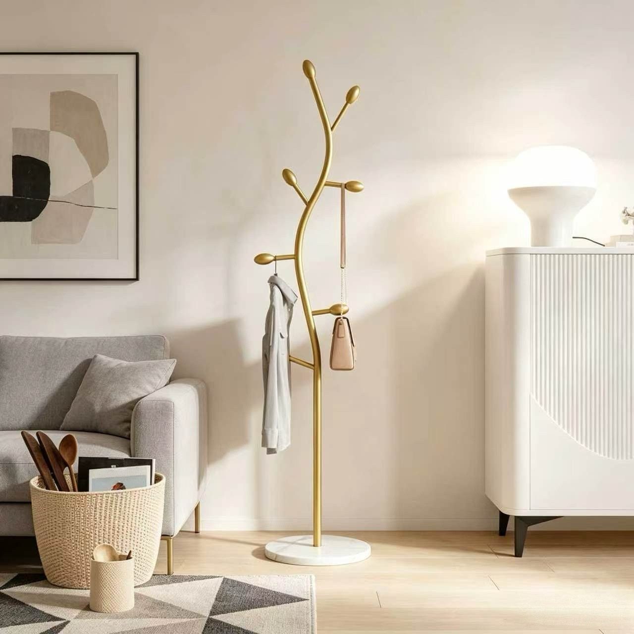 ibettertec Kleiderständer Wäscheständer & Kleiderständer aus Metall mit 7 praktischen Haken, mit 7 Haken,Garderobe in Kaktus-Form,90*37*8cm