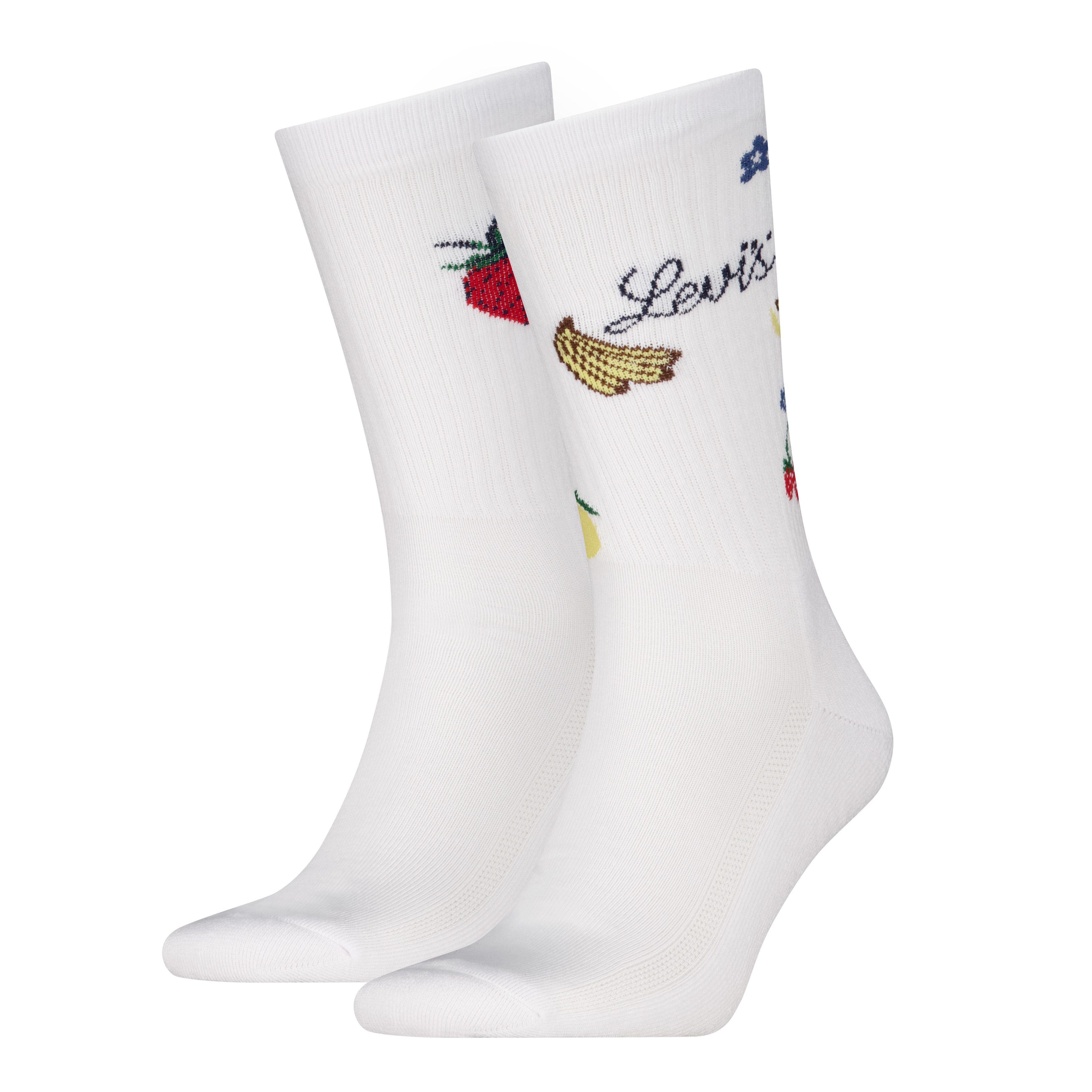 Levi's® Socken LEVIS REG CUT FRUIT AOP (2 Paar) Cotton-Mix, Fruit-Design, elastisch, weiche, bequeme Sohle