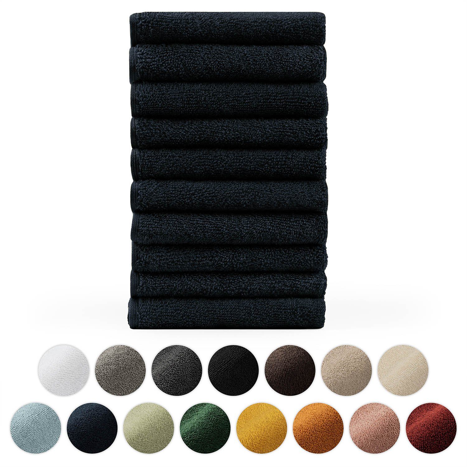Blumtal Gästehandtücher Premium 10er Set Gästehandtücher rechteckig 30x50cm, Frottee (10-St), Handtücher Set, 100% Baumwolle