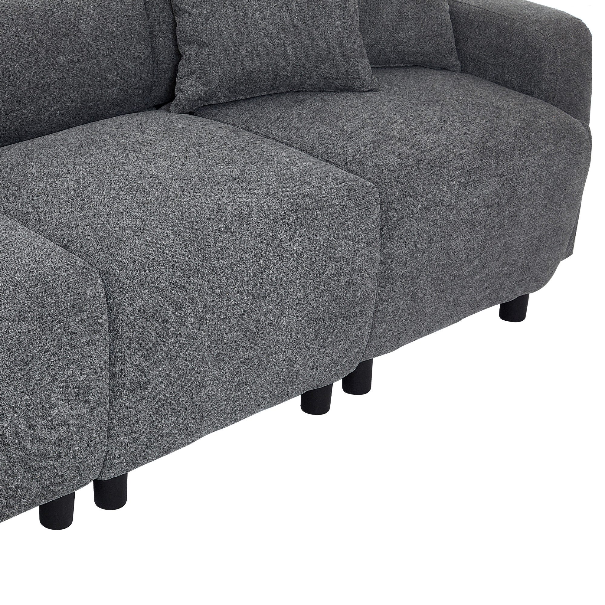 3-Sitzer, aus Chenille-Stoff mit 2 Kissen, 211 x 80 x 71 cm, modulare Couch
