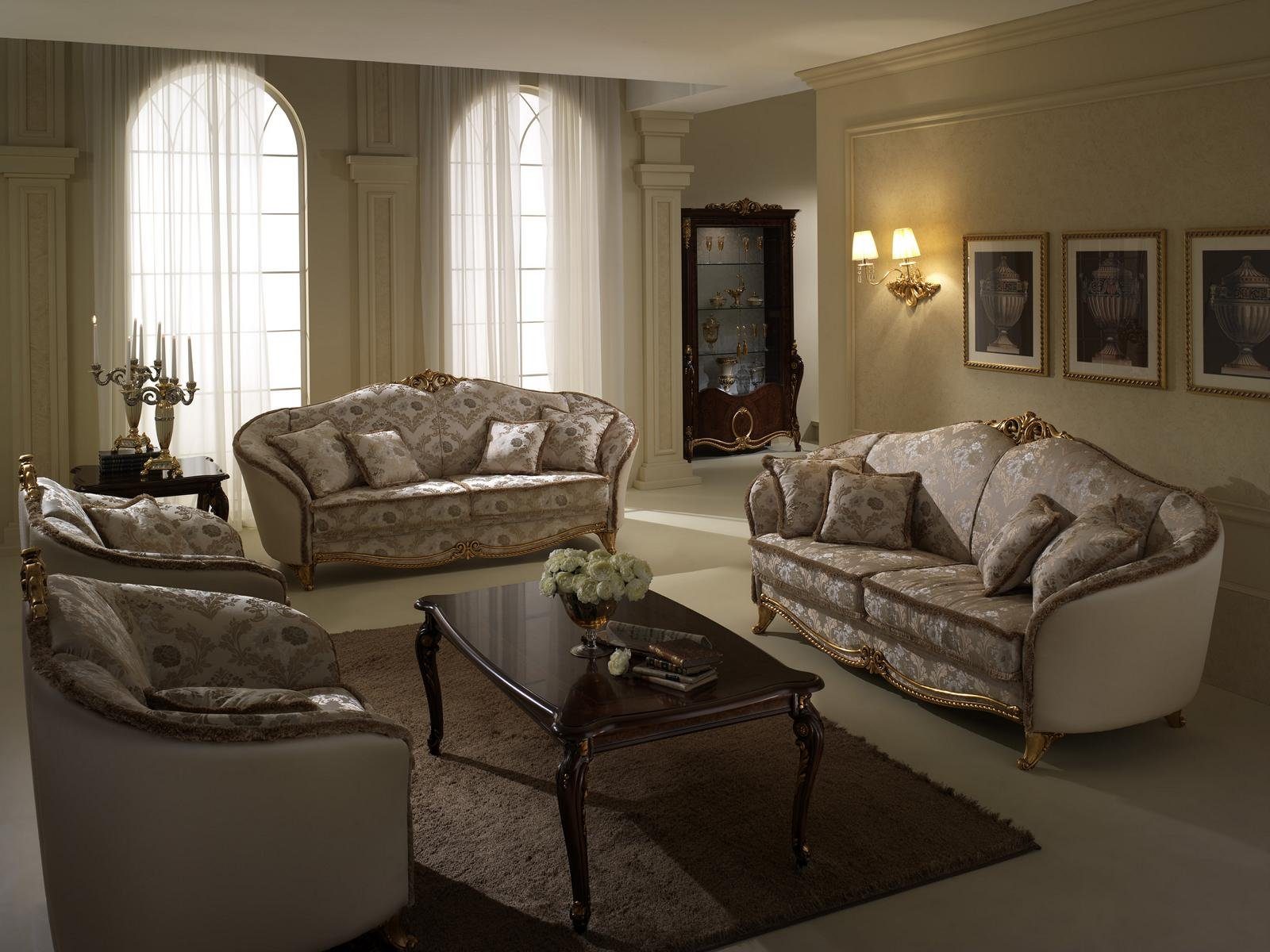 JVmoebel Wohnzimmer-Set, Luxus Klasse 3+1 Italienische Möbel Sofagarnitur Couch Sofa Neu arredoclassic™