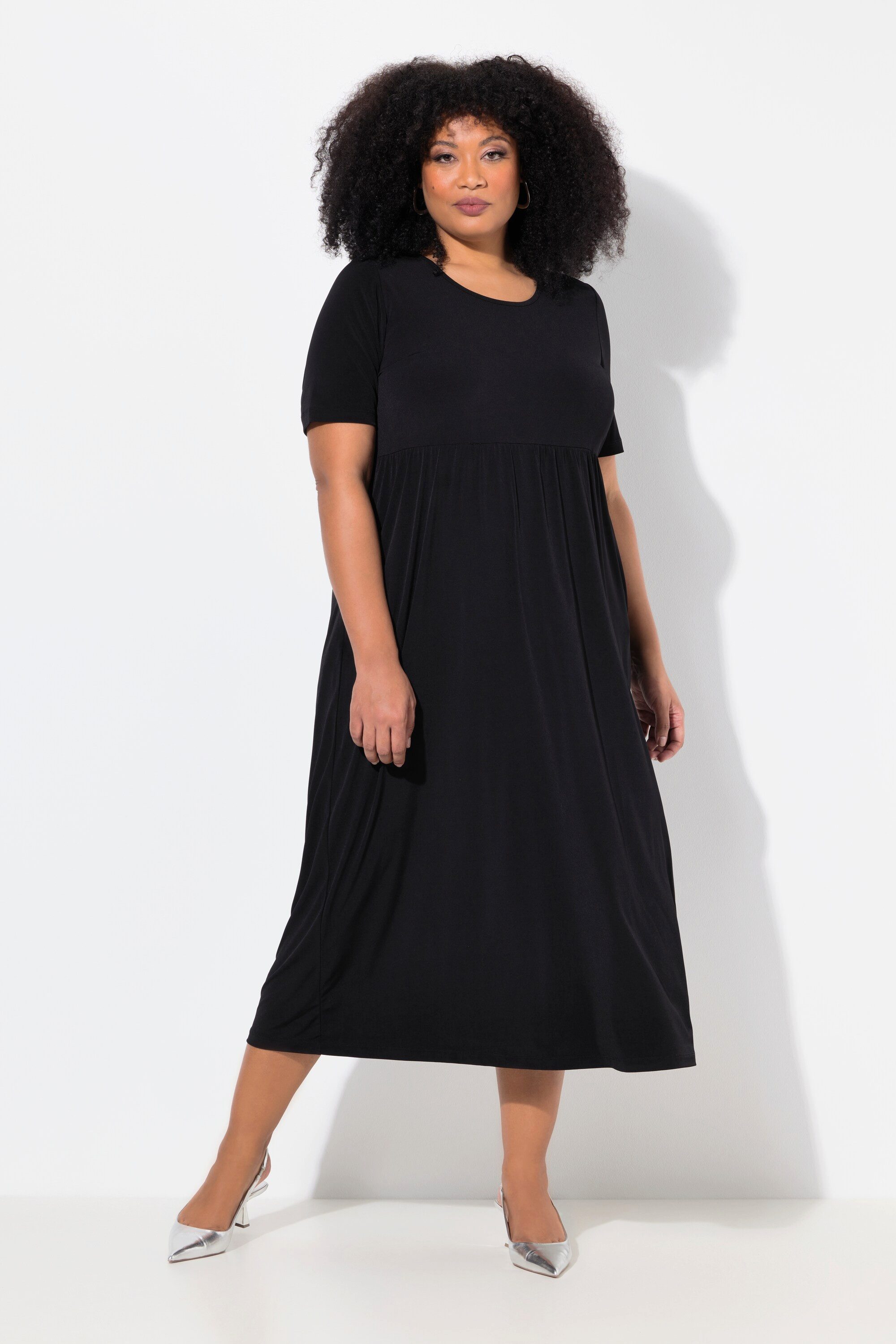 Ulla Popken Maxikleid Jerseykleid Empirenaht Rundhals günstig online kaufen