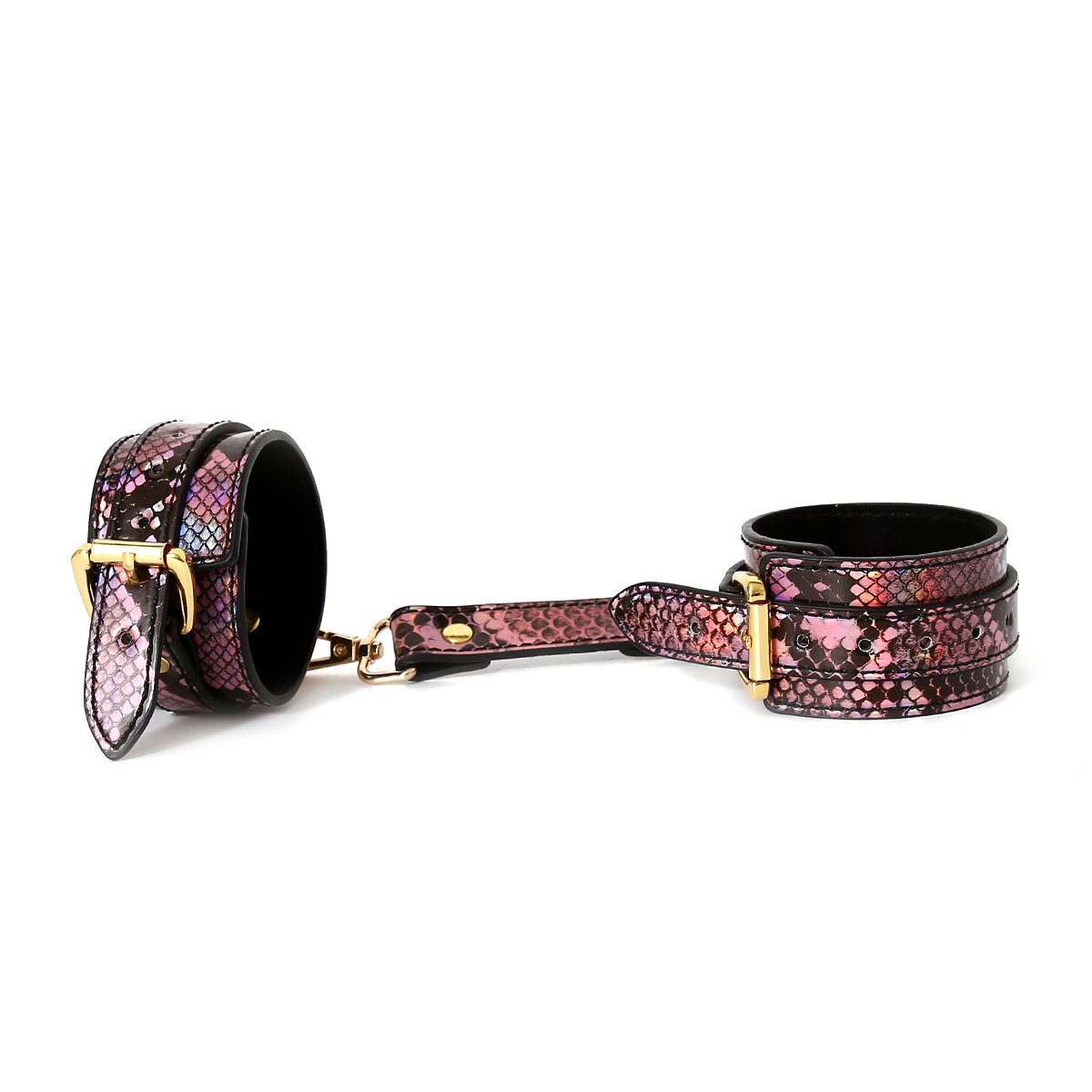 KIOTOS Bondage-Band Hand Cuffs Gold/Pink Reptile
