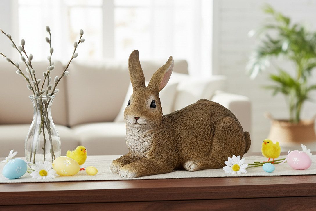 MF Osterfigur Liegender Osterhase Bruno braun naturnahe Dekofigur (1 St)