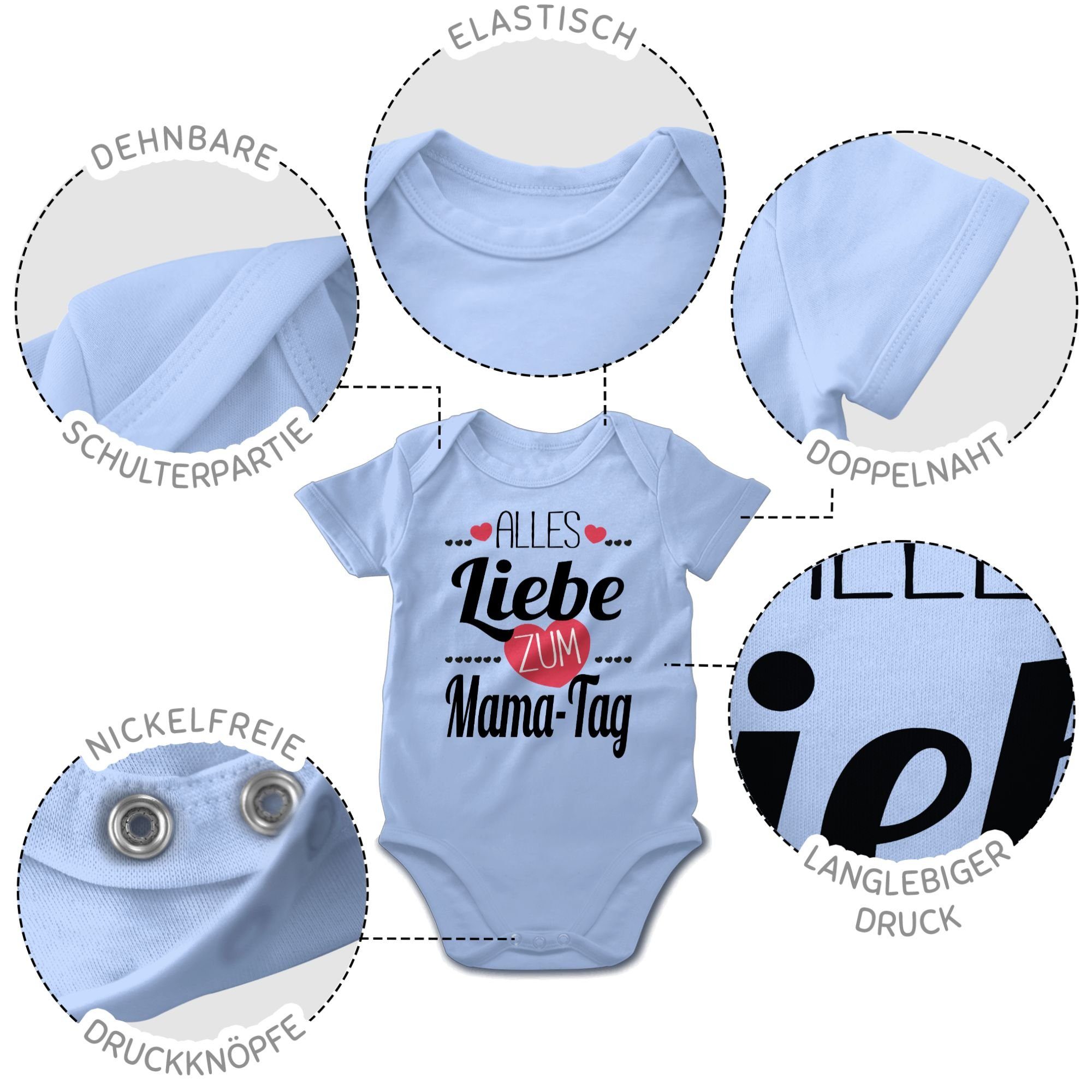 Shirtracer Alles Herzchen zum Mama-Tag 3 Muttertagsgeschenk (1-tlg) Liebe Shirtbody Babyblau