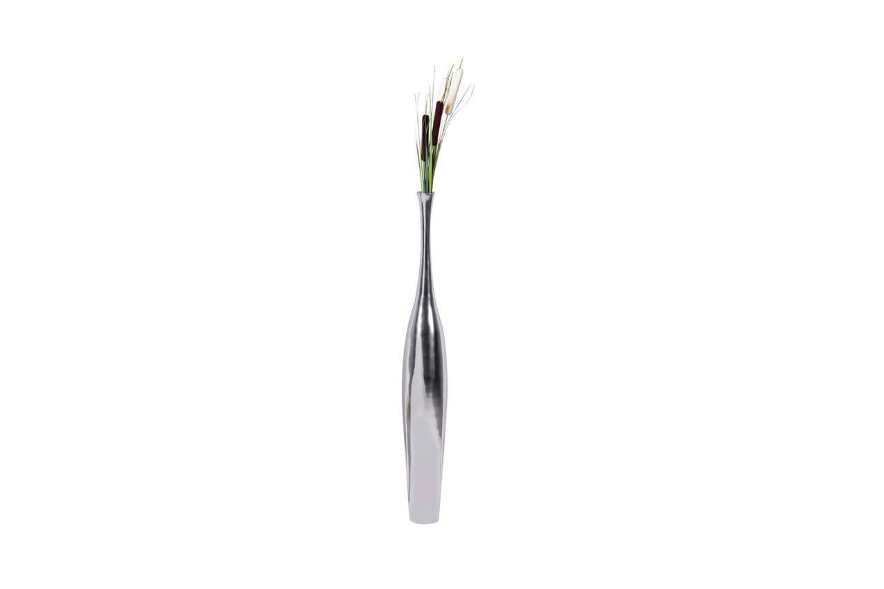 Dekovase in tinkaro Dekoobjekt Silber handgefertigt Flasche Blumenvase L Aluminium